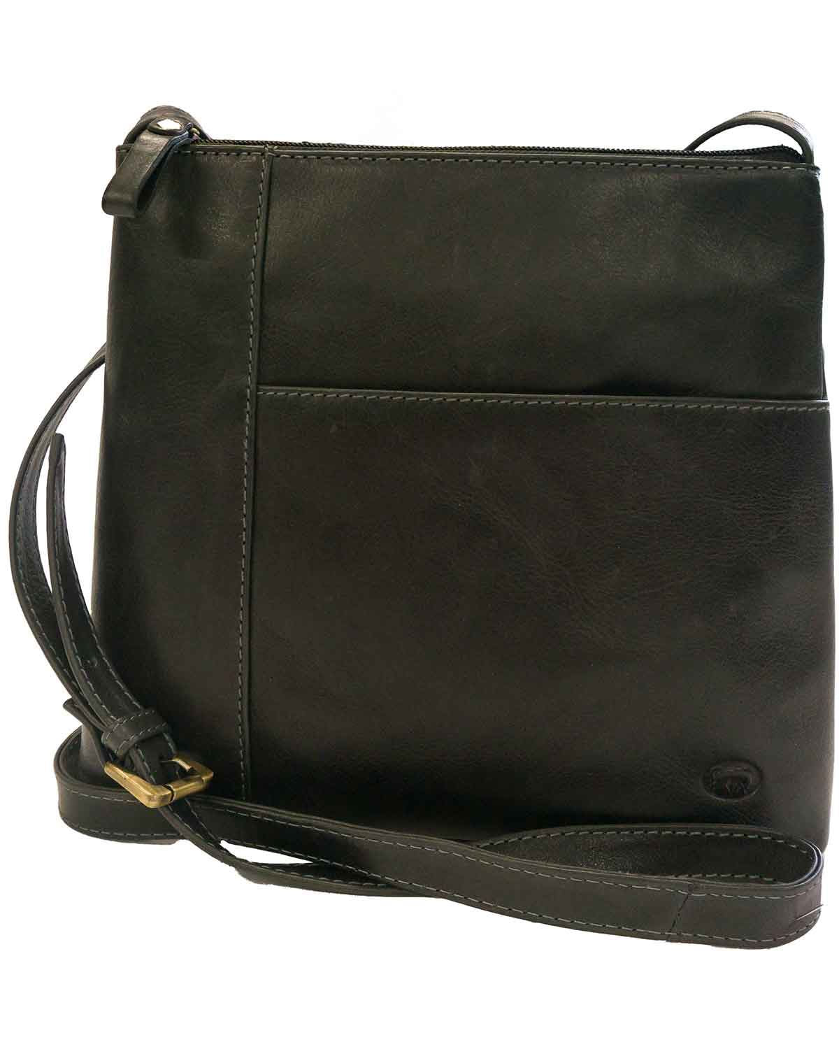 Leather Across The Body Handbag - Black - Country Collection