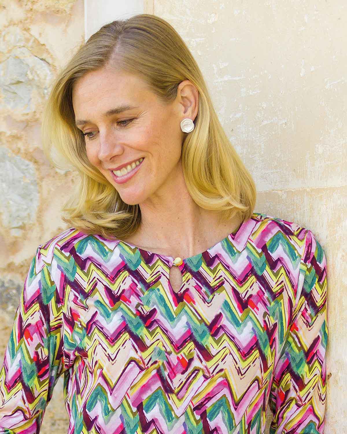 Tatiana Patterned Viscose Pull On 3/4 Sleeved Dress - Image 2 - Country Collection