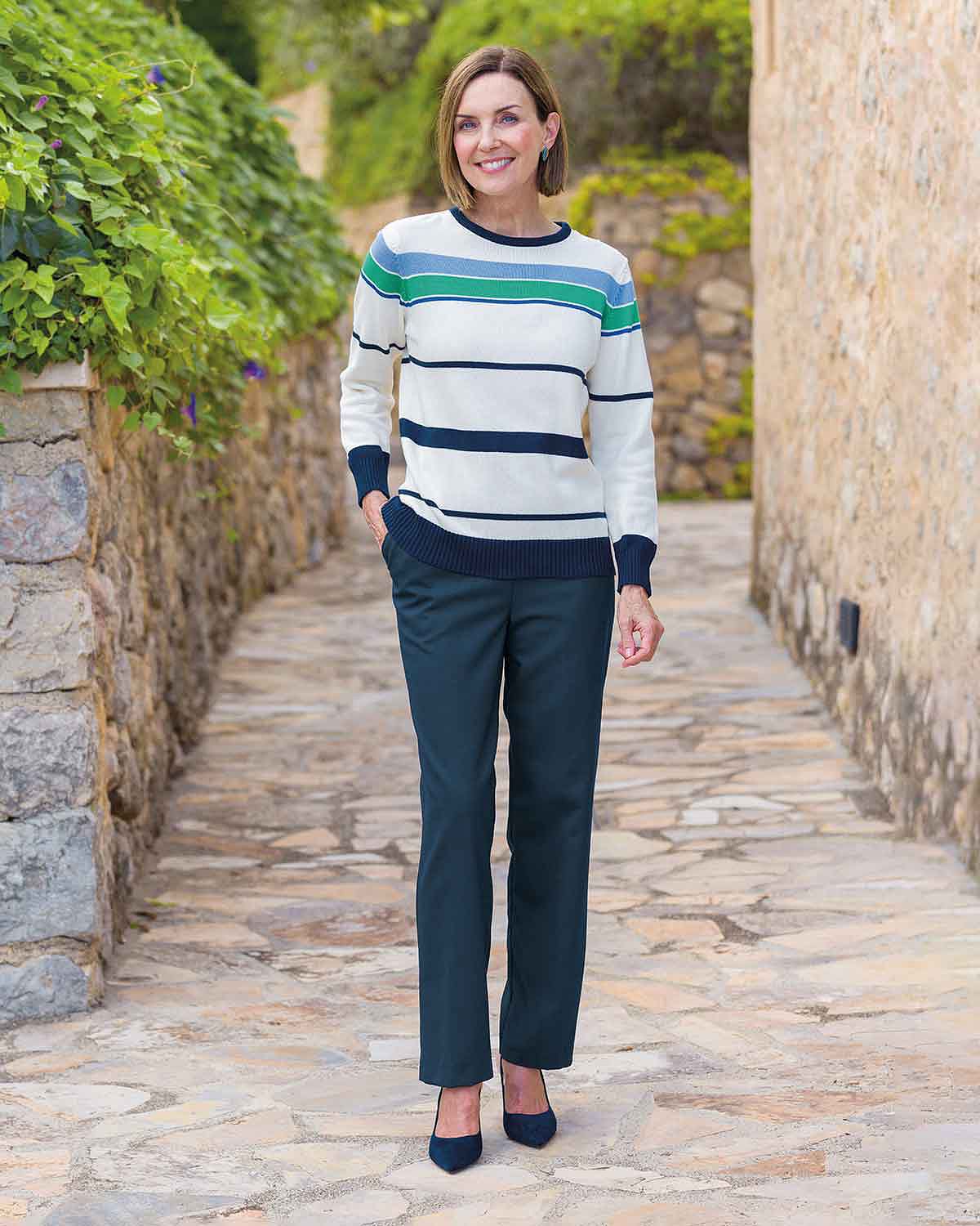 Ellis Striped Pure Cotton Jumper - Image 2 - Country Collection