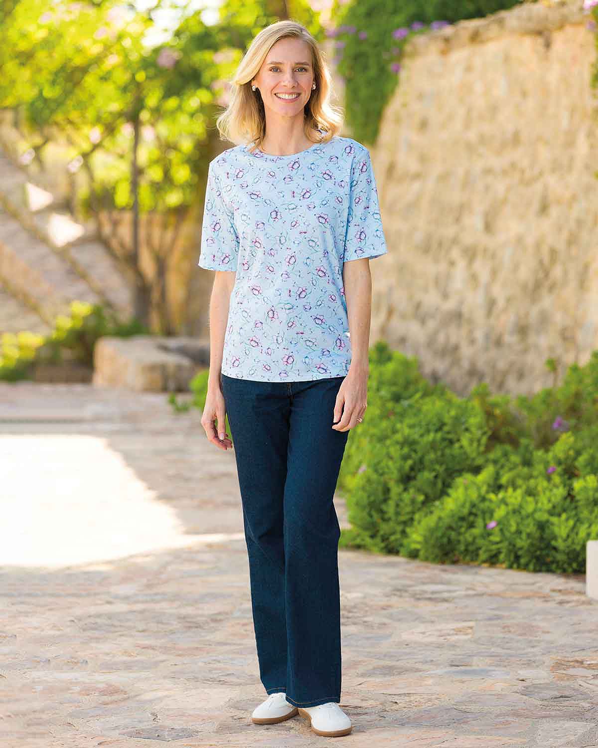 Liana Floral Short Sleeved Cotton Leisure Top - Image 2 - Country Collection