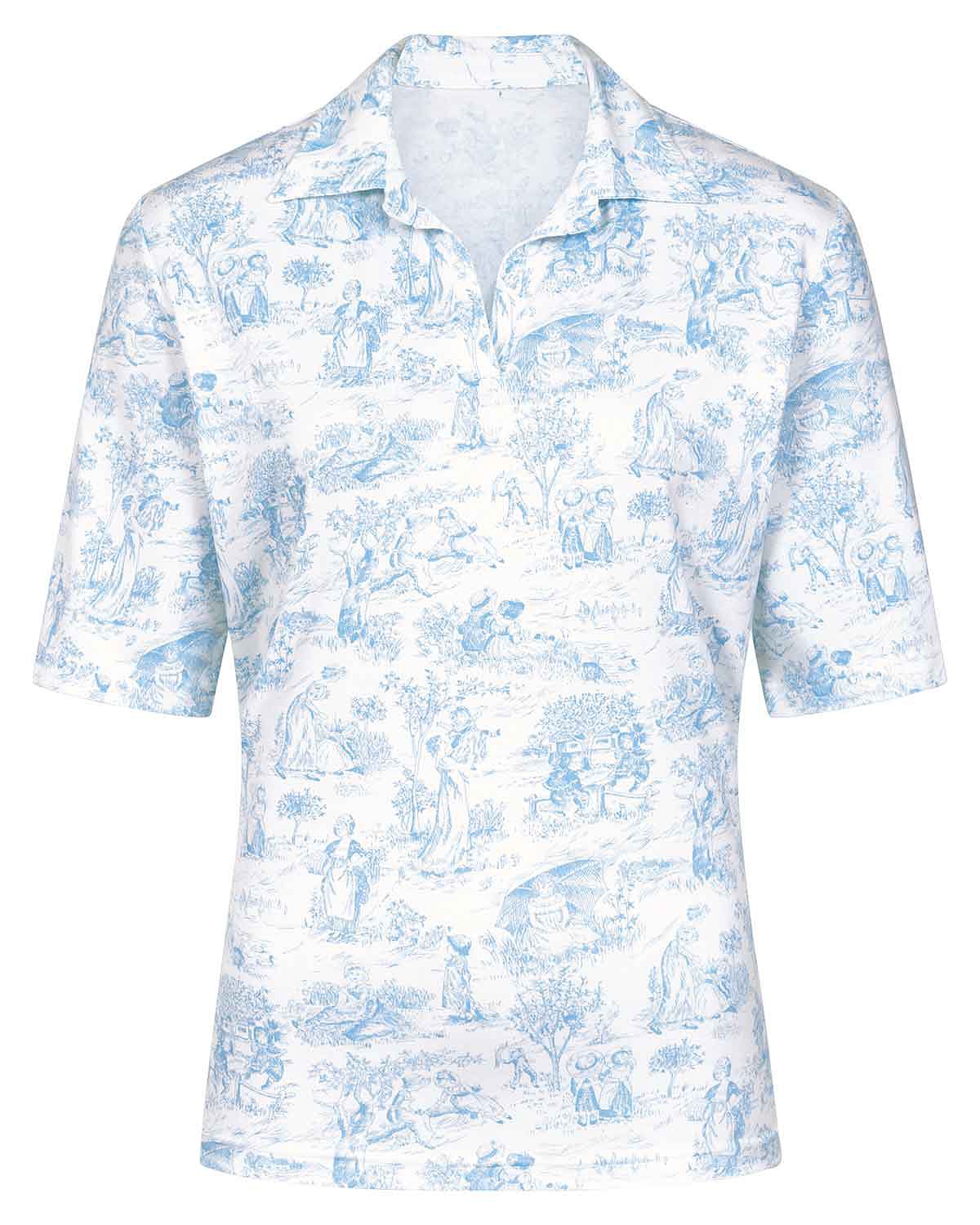 Whitney Patterned Short Sleeved Cotton Polo Top - Image 3 - Country Collection
