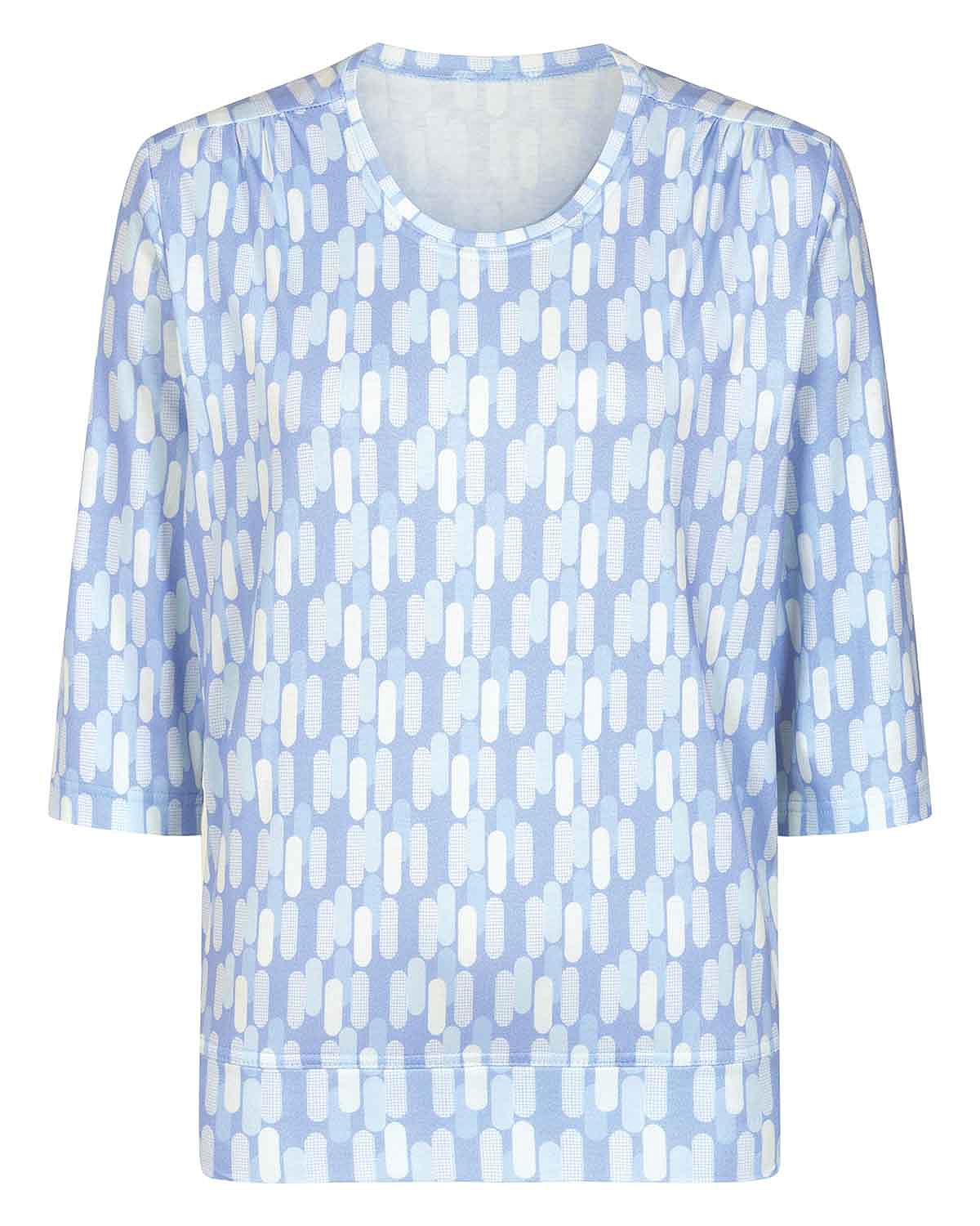 Rachel Patterned 3/4 Sleeved Cotton Blouson Top - Image 3 - Country Collection