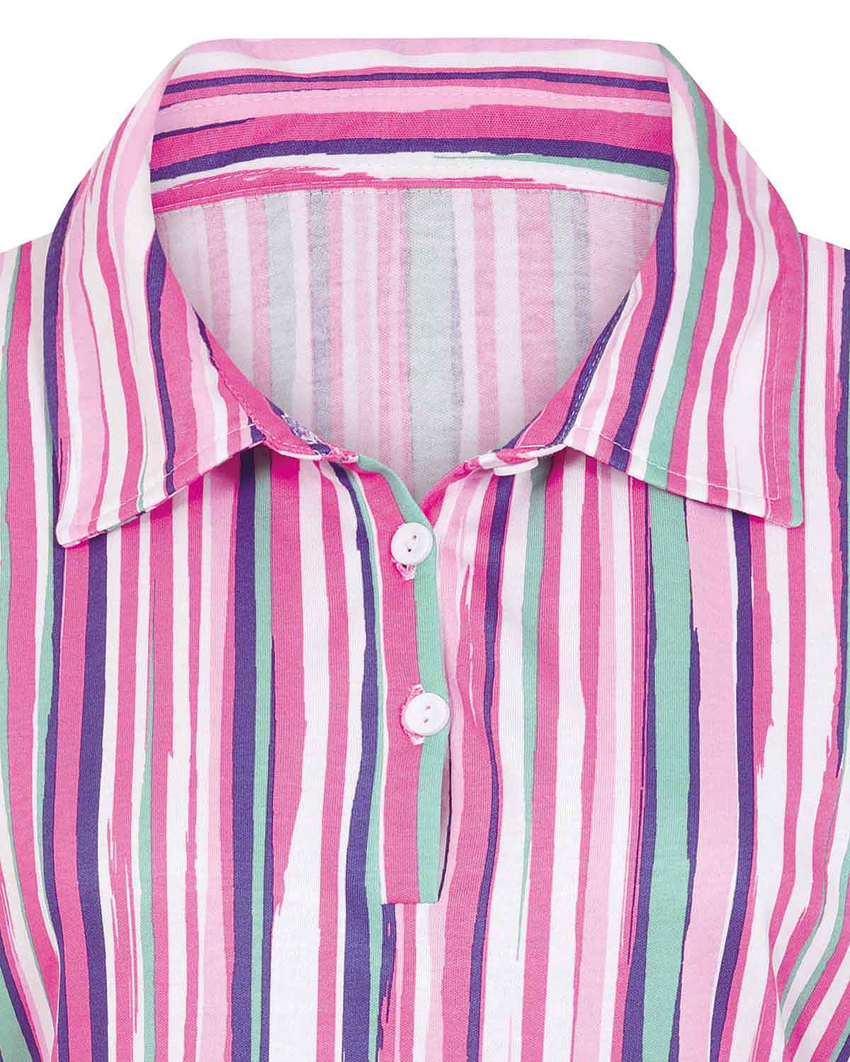 Esme Striped Long Sleeved Cotton Polo Top - Image 4 - Country Collection