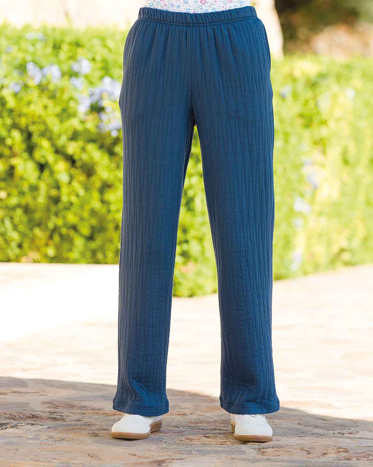 Anika Navy Quilted Leisure Trousers - Country Collection