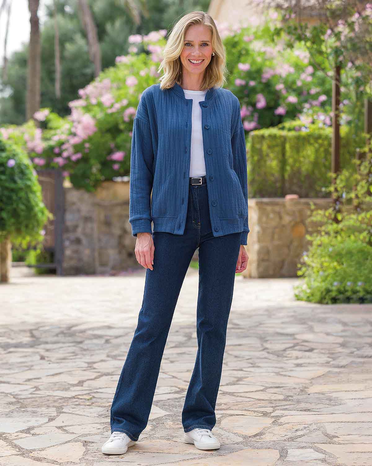 Anika Navy Quilted Leisure Cardigan - Image 3 - Country Collection