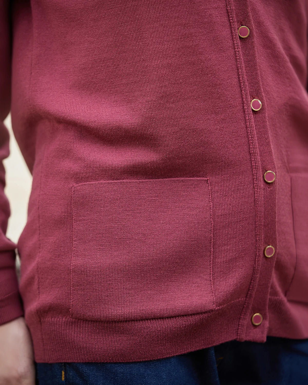 Merino Wool Cardigan - Rosewood