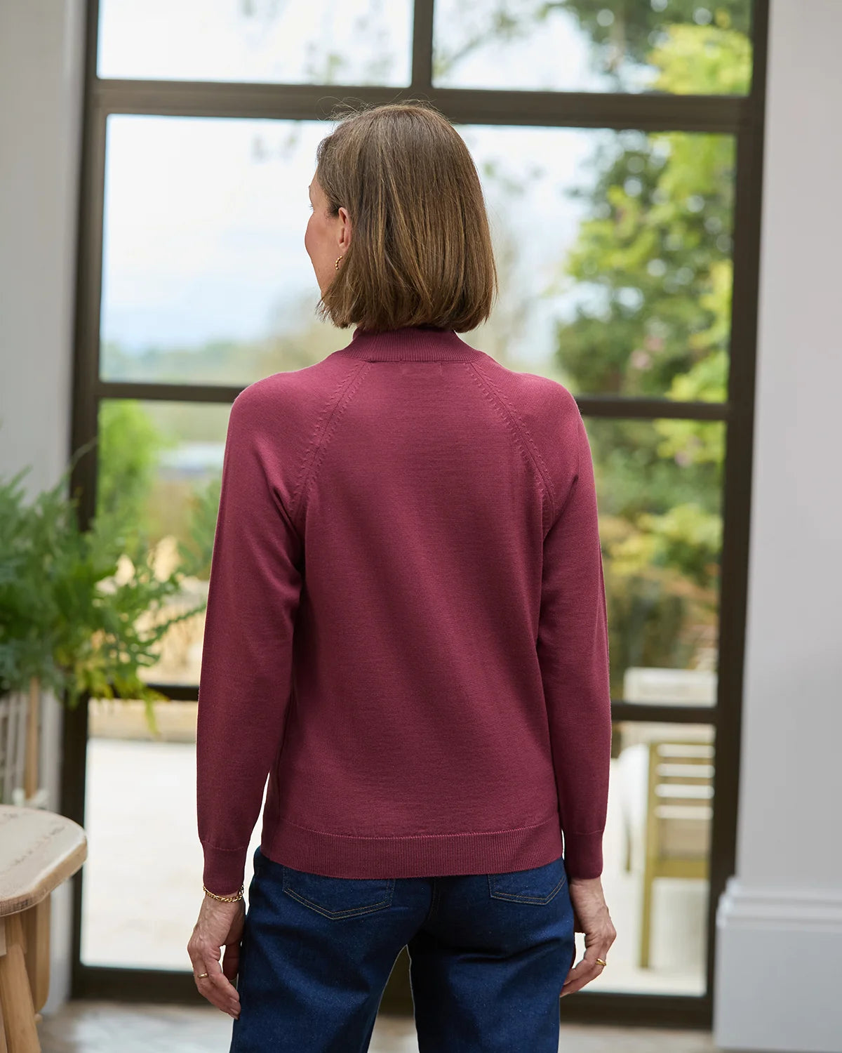 Merino Wool Turtle Neck Jumper - Rosewood