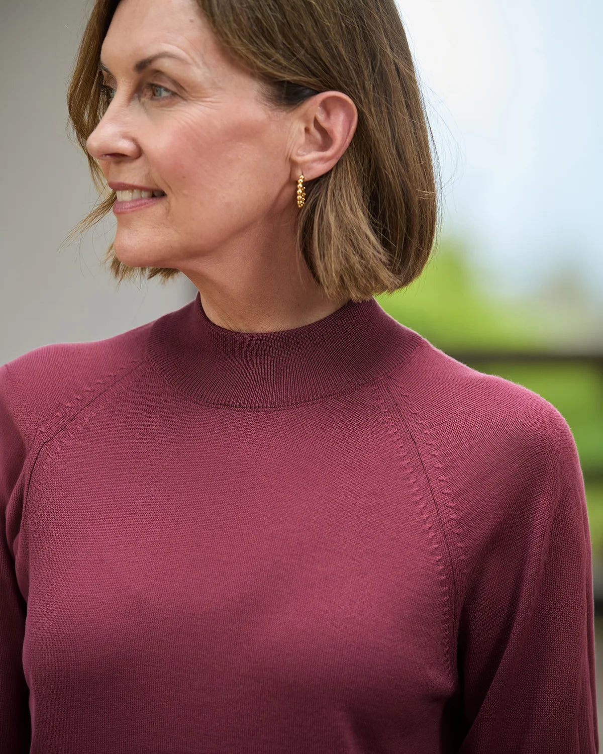 Merino Wool Turtle Neck Jumper - Rosewood
