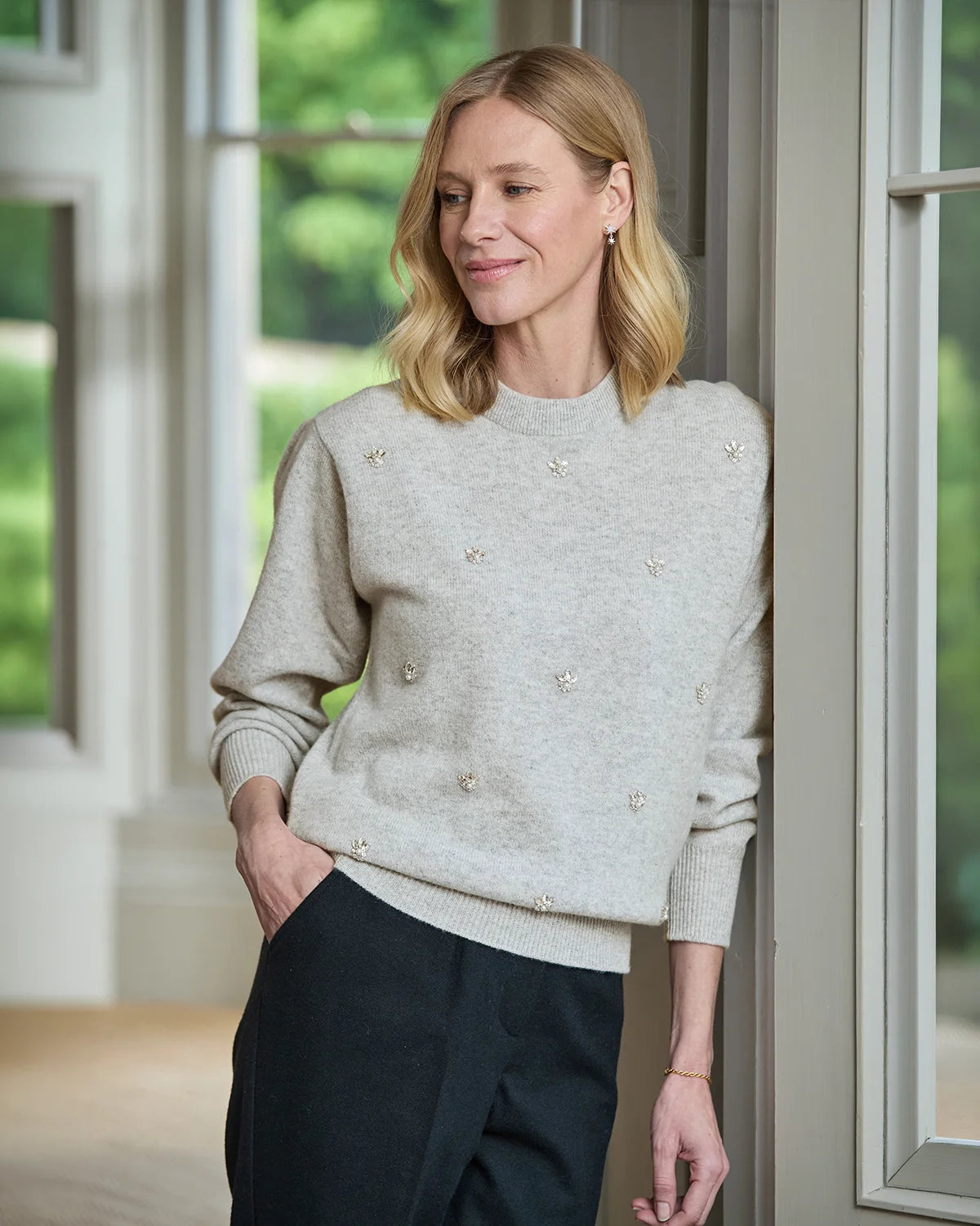 Sadie Embroidered Pure Lambswool Jumper