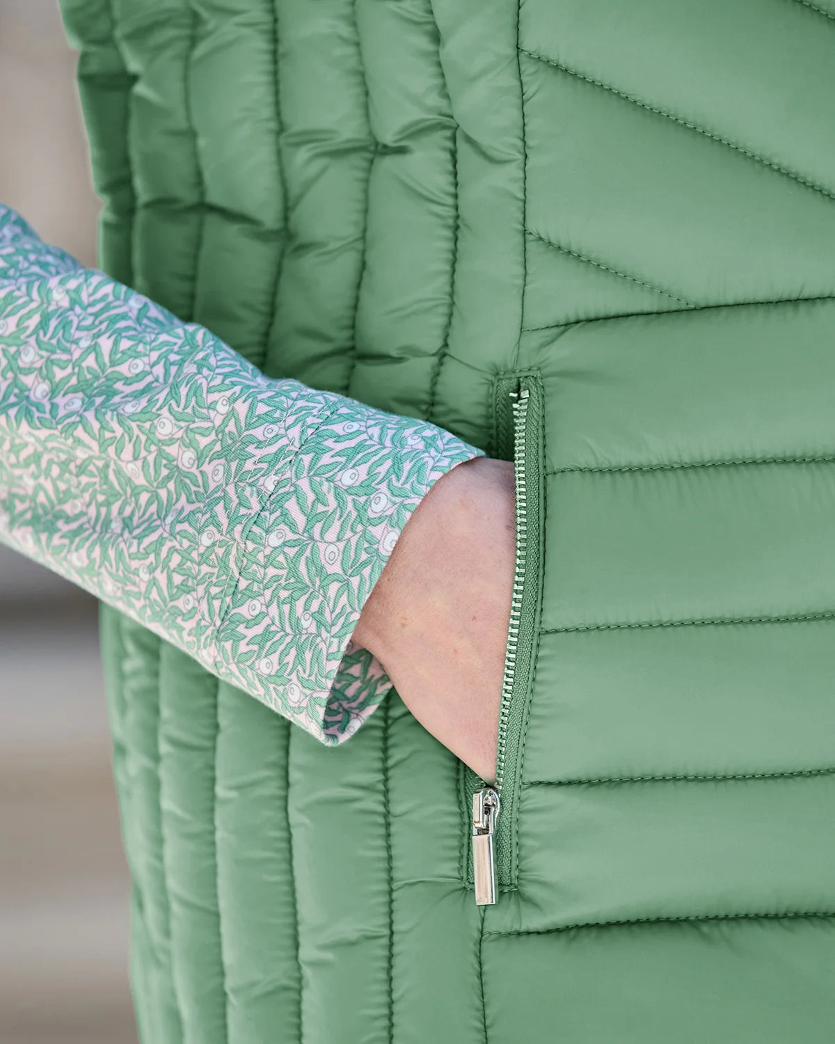 Lightly Padded Quilted Gilet - Sage