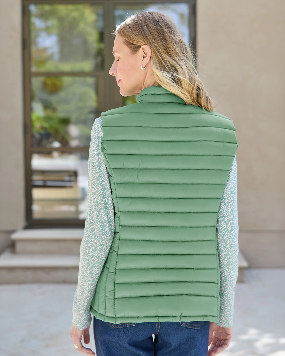 Lightly Padded Quilted Gilet - Sage