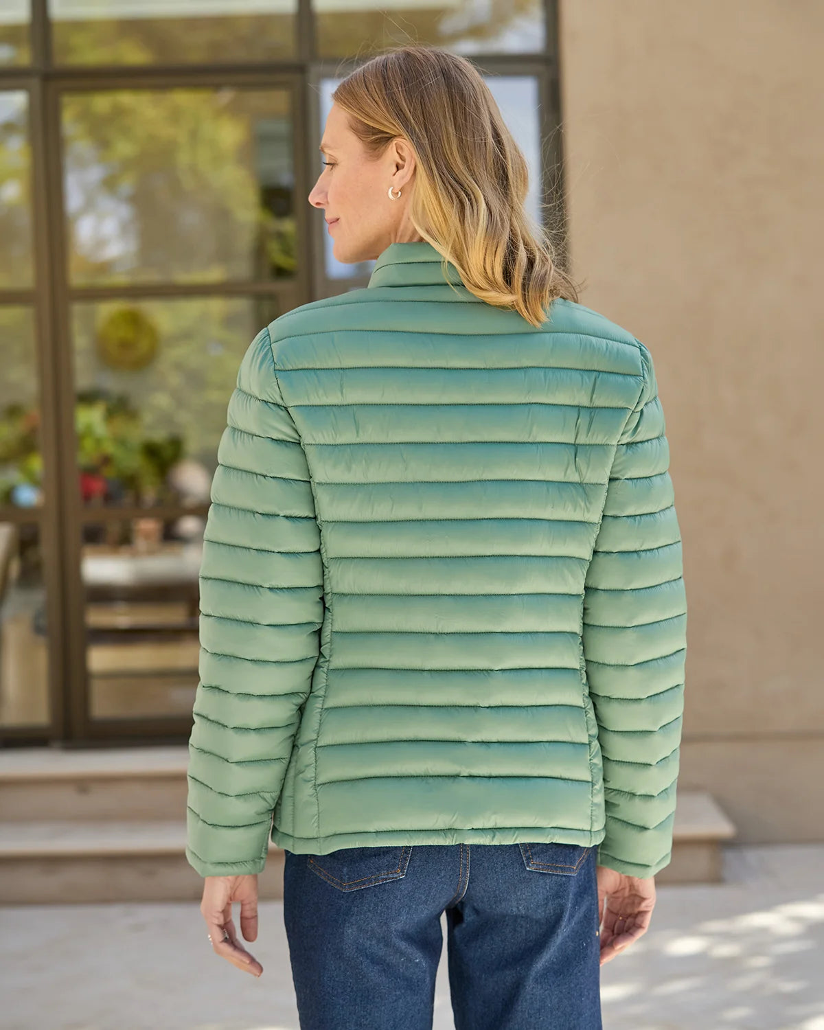 Lightly Padded Quilted Jacket - Sage