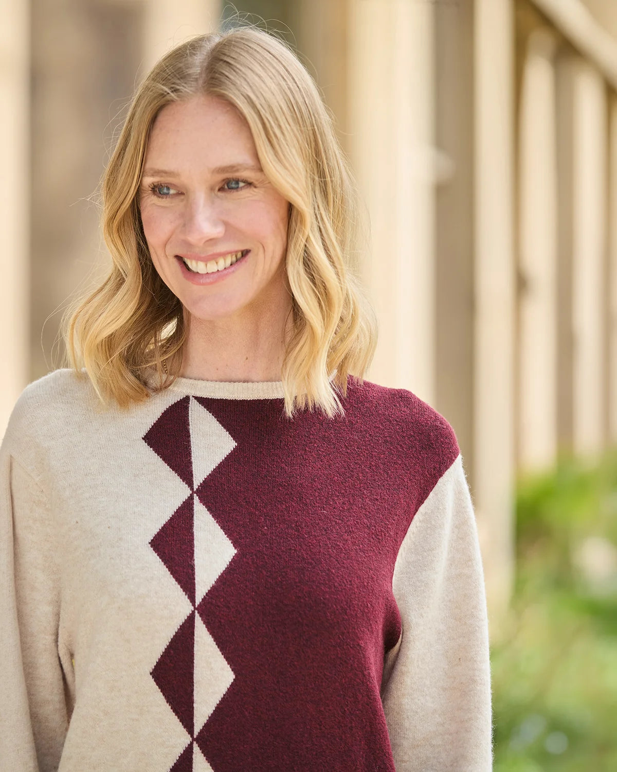 Sawyer Diamond Design Wool Mix Jumper