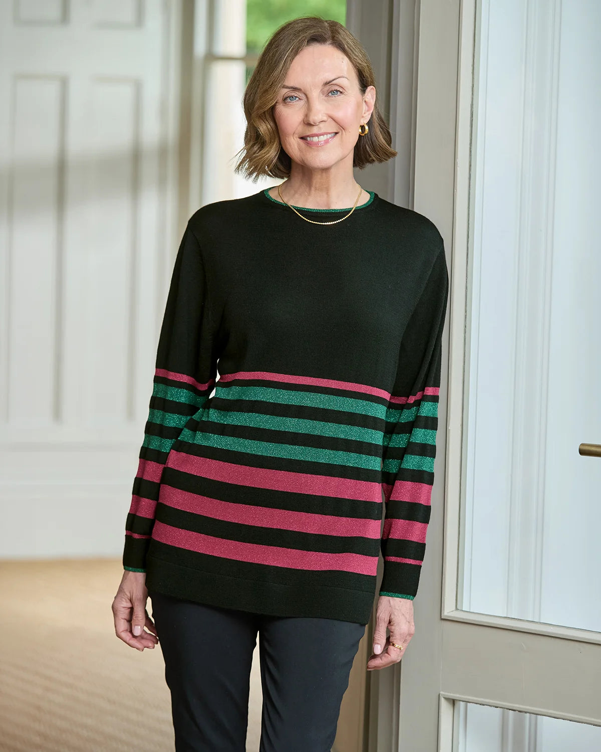 Sharmayne Striped Wool Rich Jumper