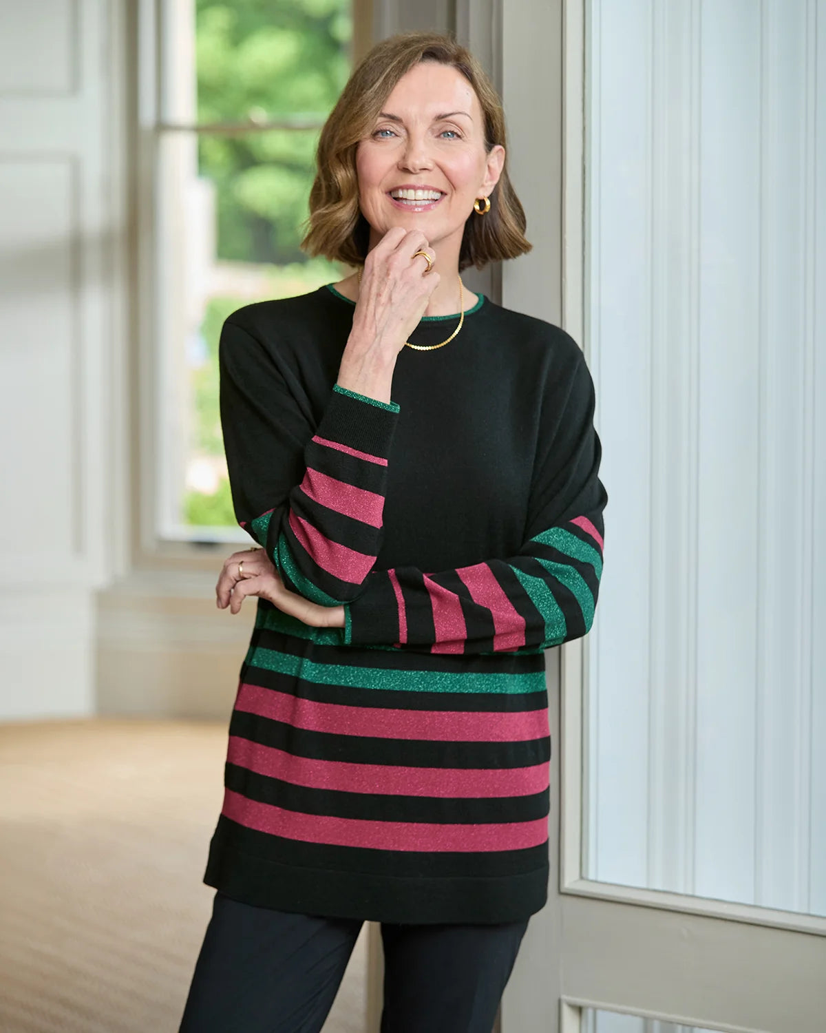 Sharmayne Striped Wool Rich Jumper