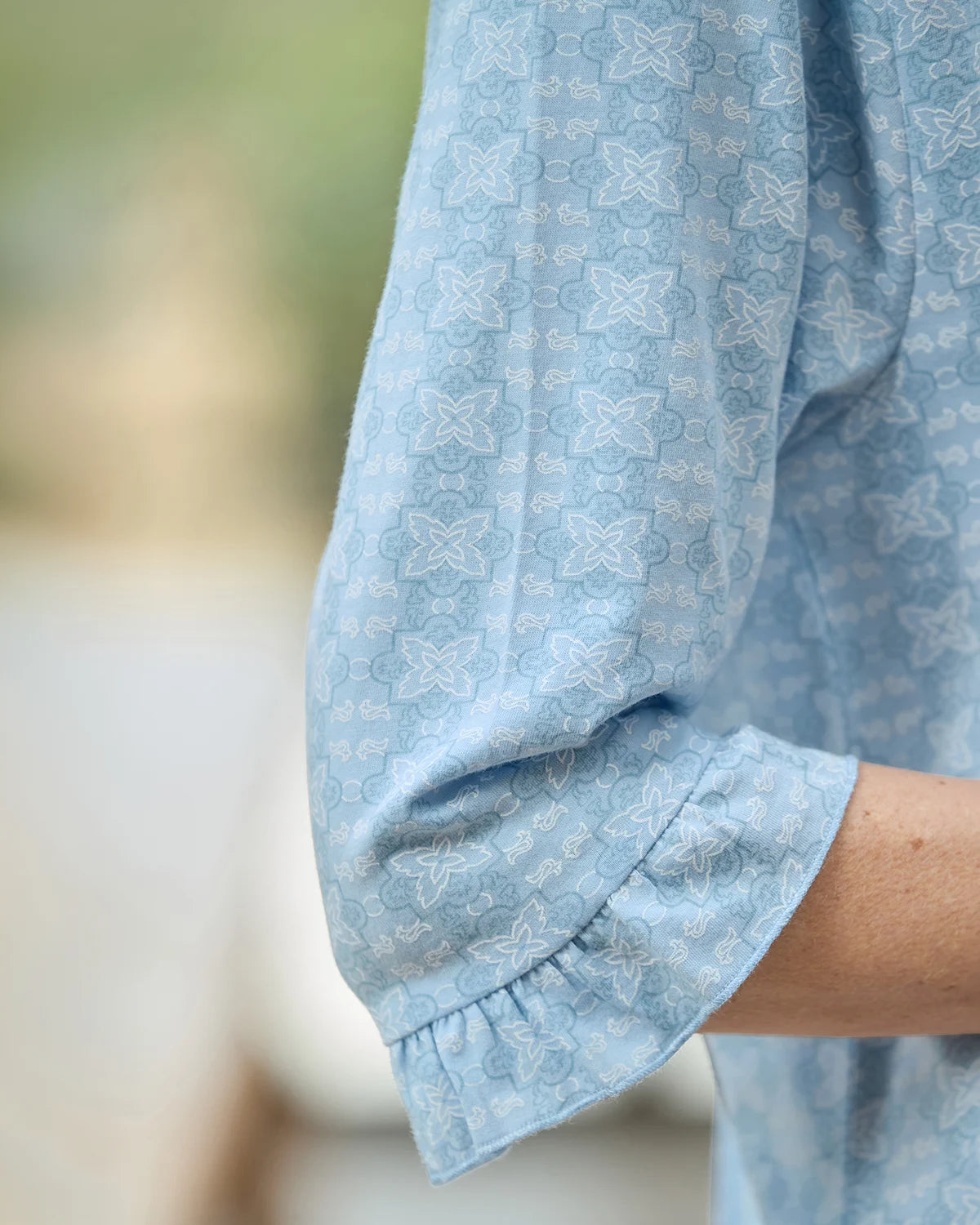 Sonya Patterned Long Sleeve Cotton Jersey Nightdress