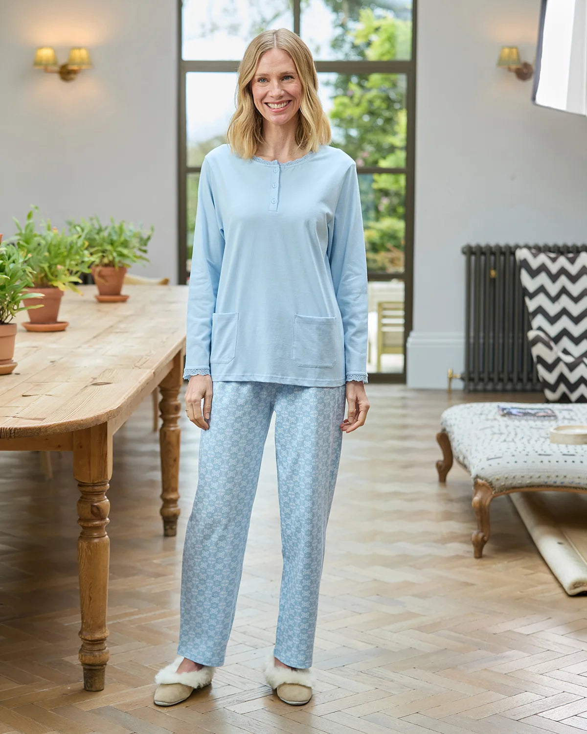 Sonya Patterned Long Sleeve Cotton Jersey Pyjamas