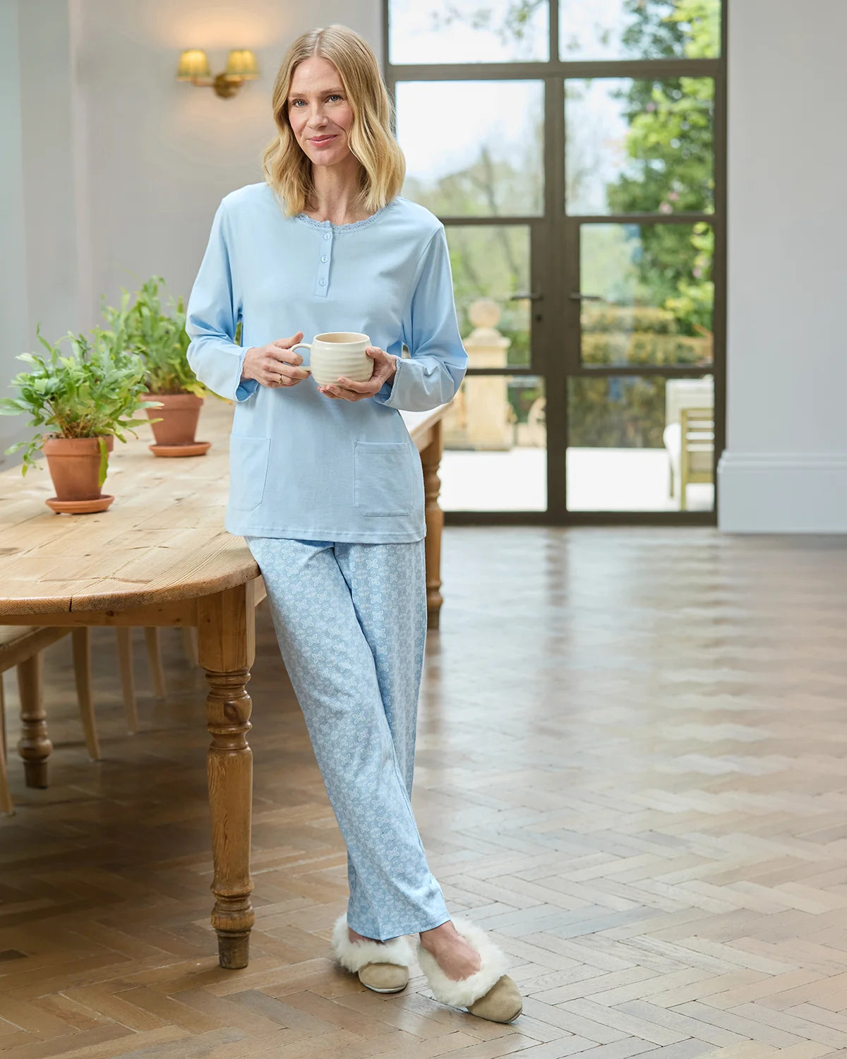 Sonya Patterned Long Sleeve Cotton Jersey Pyjamas