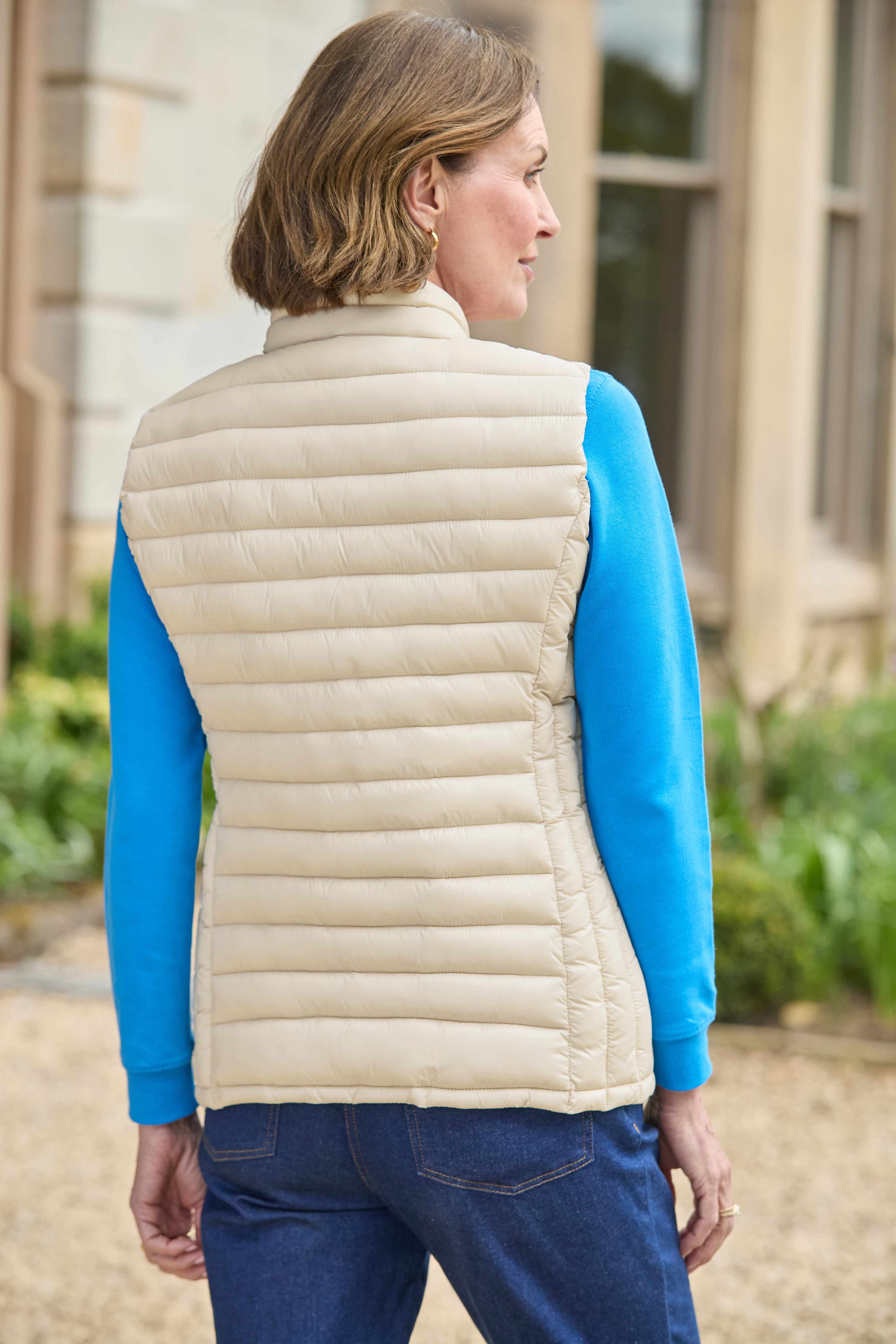 Lightly Padded Quilted Gilet - Stone