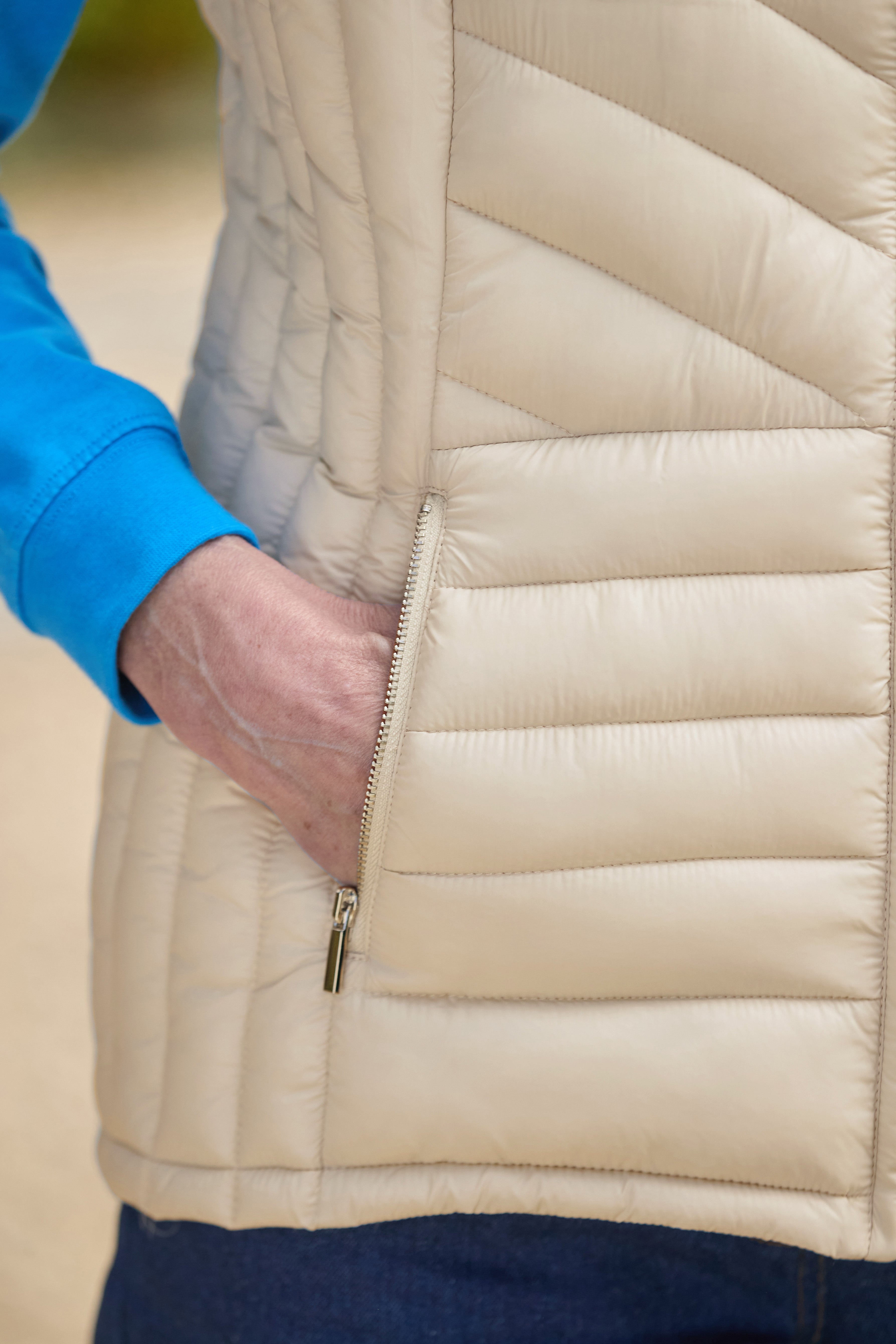 Lightly Padded Quilted Gilet - Stone