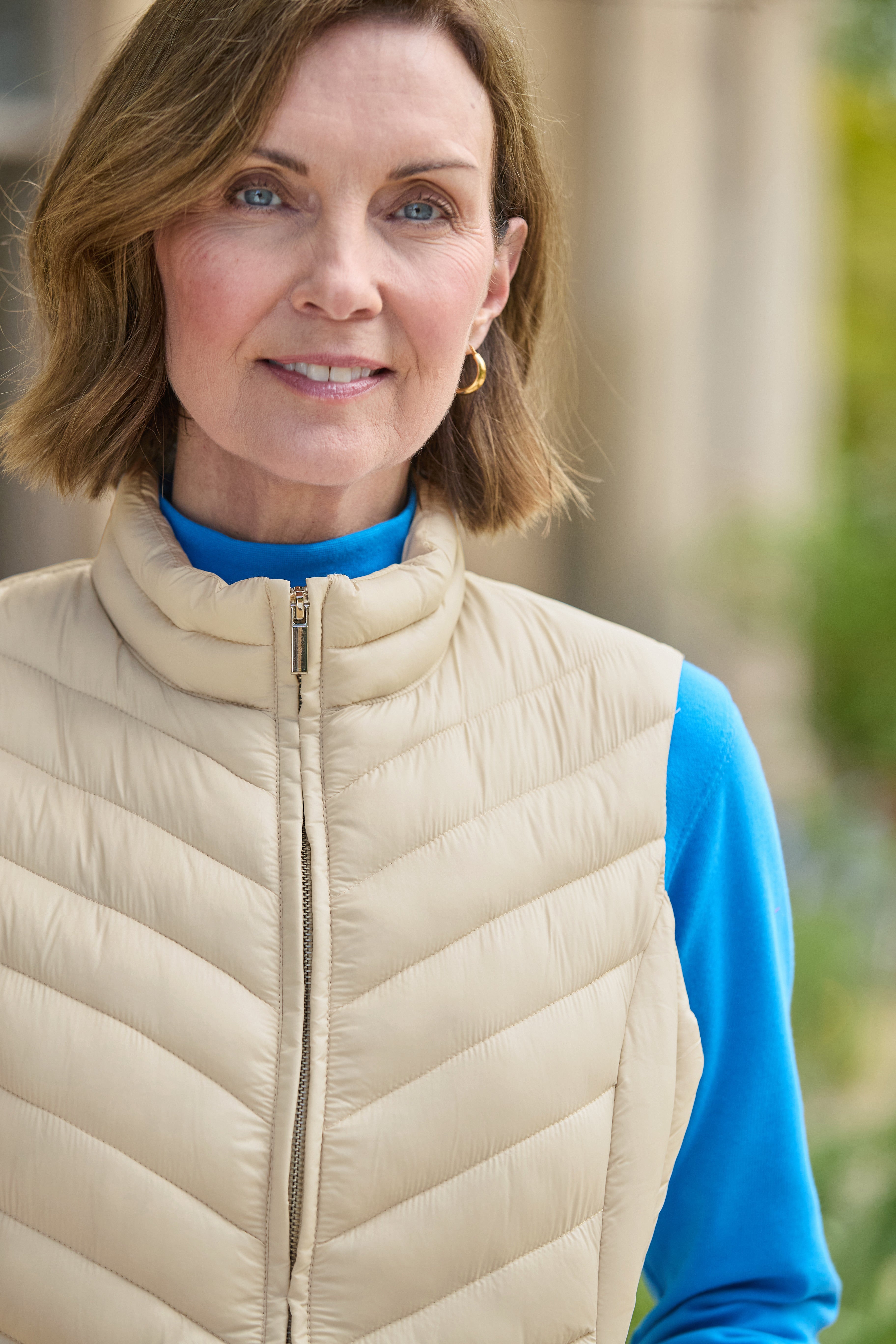 Lightly Padded Quilted Gilet - Stone