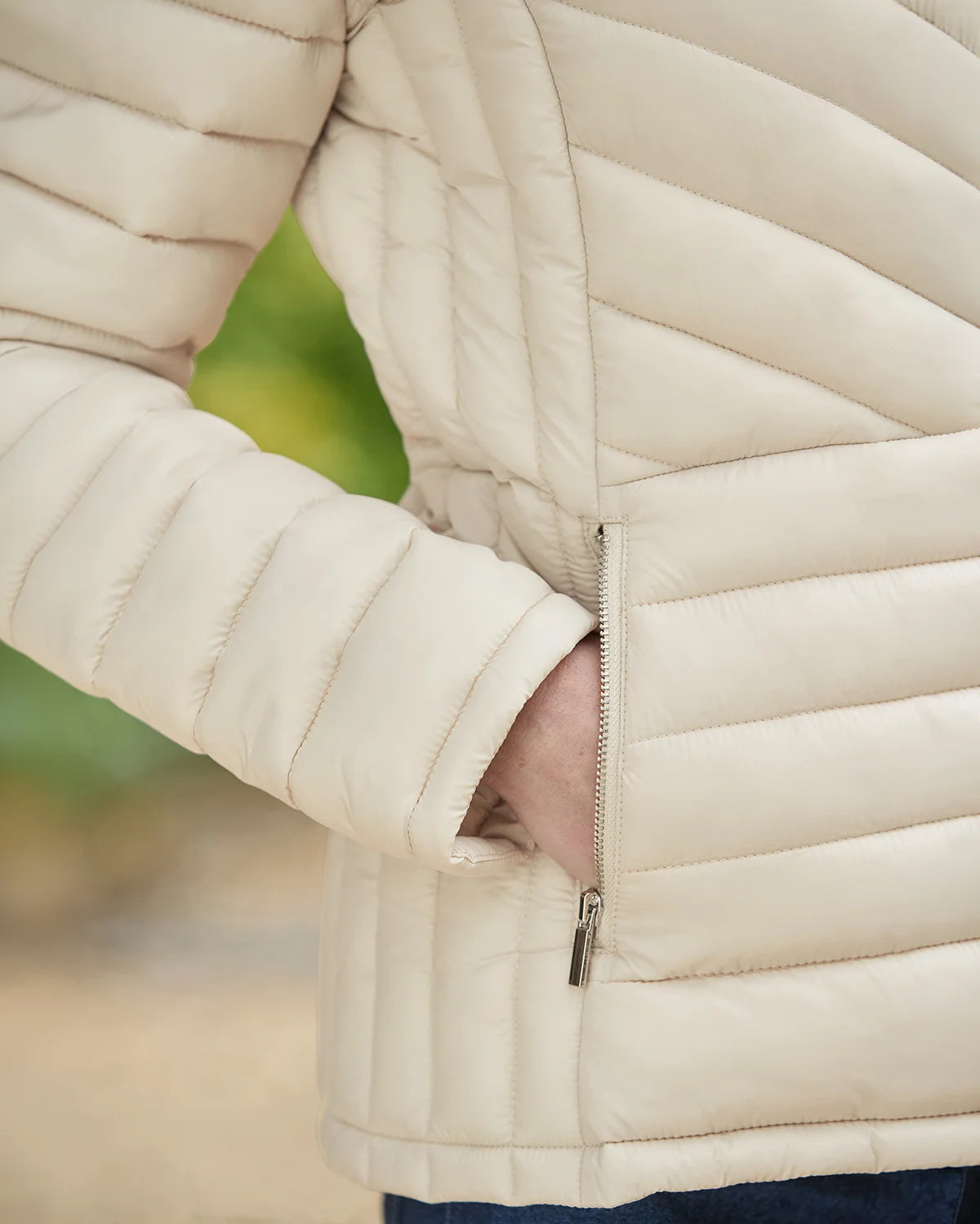 Lightly Padded Quilted Jacket - Stone