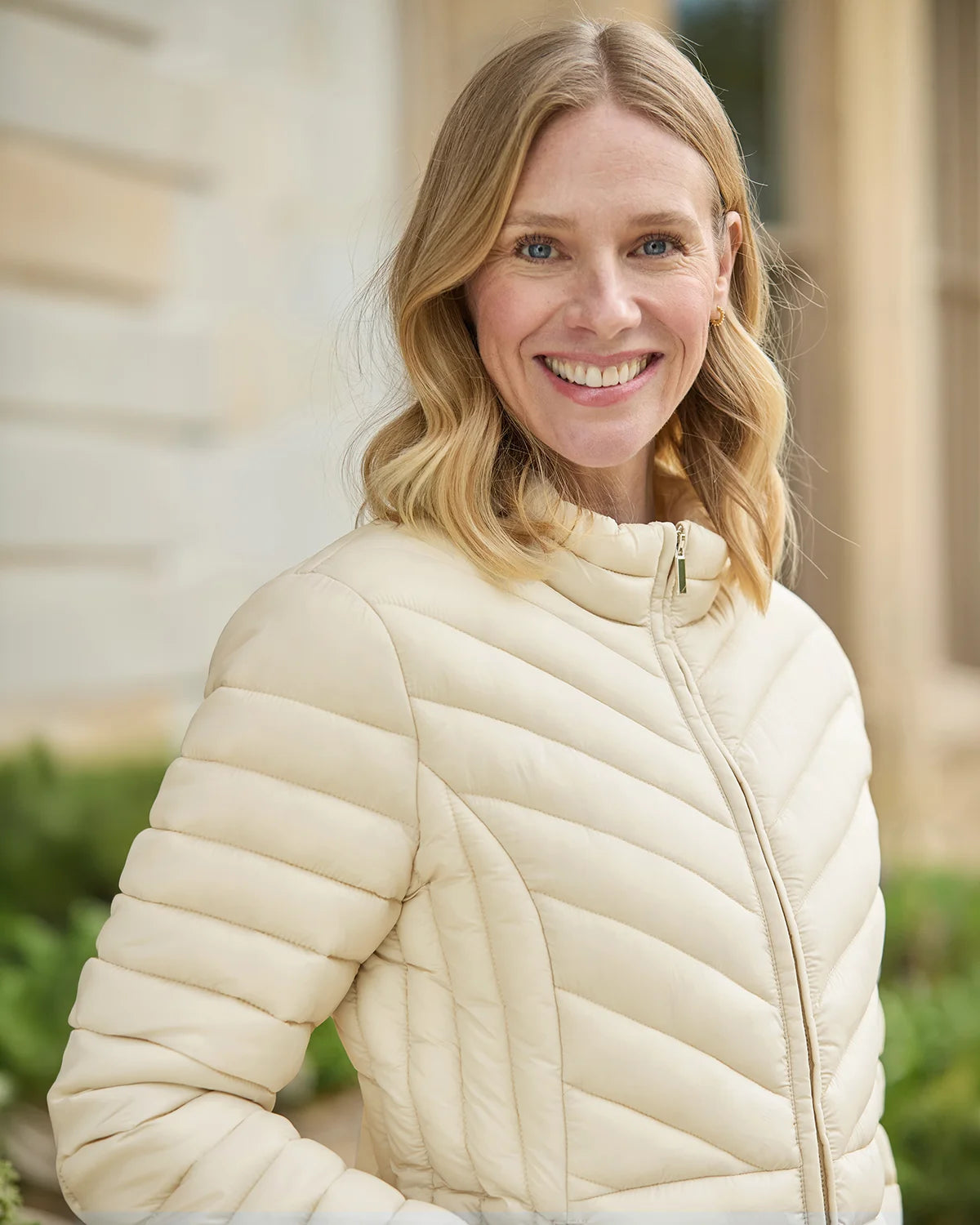 Lightly Padded Quilted Jacket - Stone
