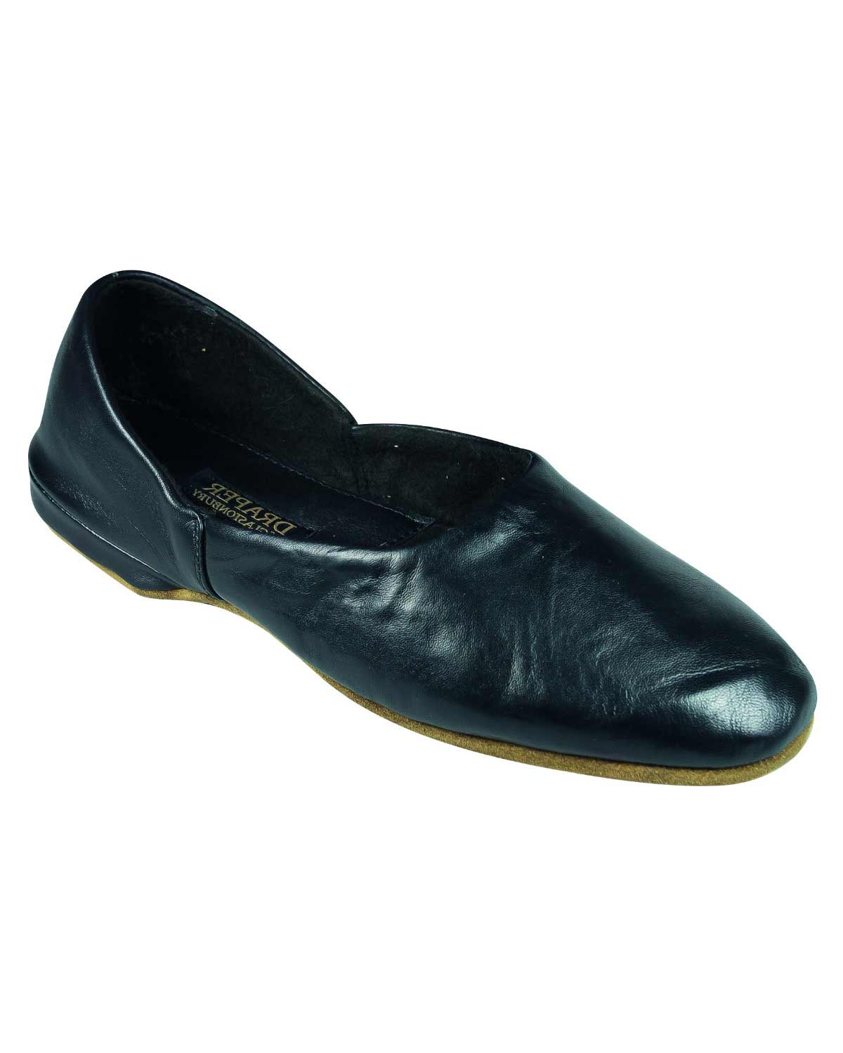 Draper Mens Leather Slippers - Black