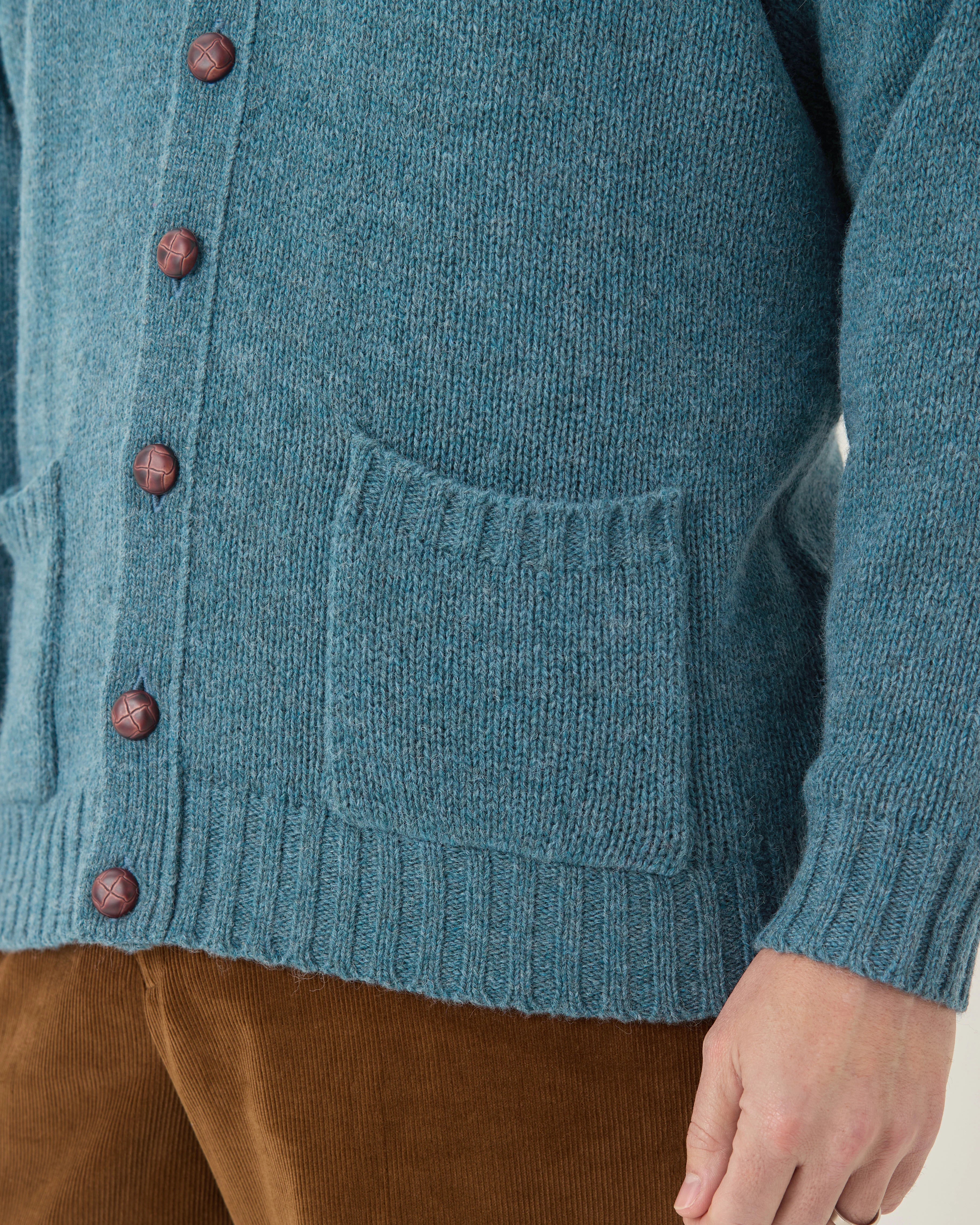 Shetland Cardigan  Mens - Teal