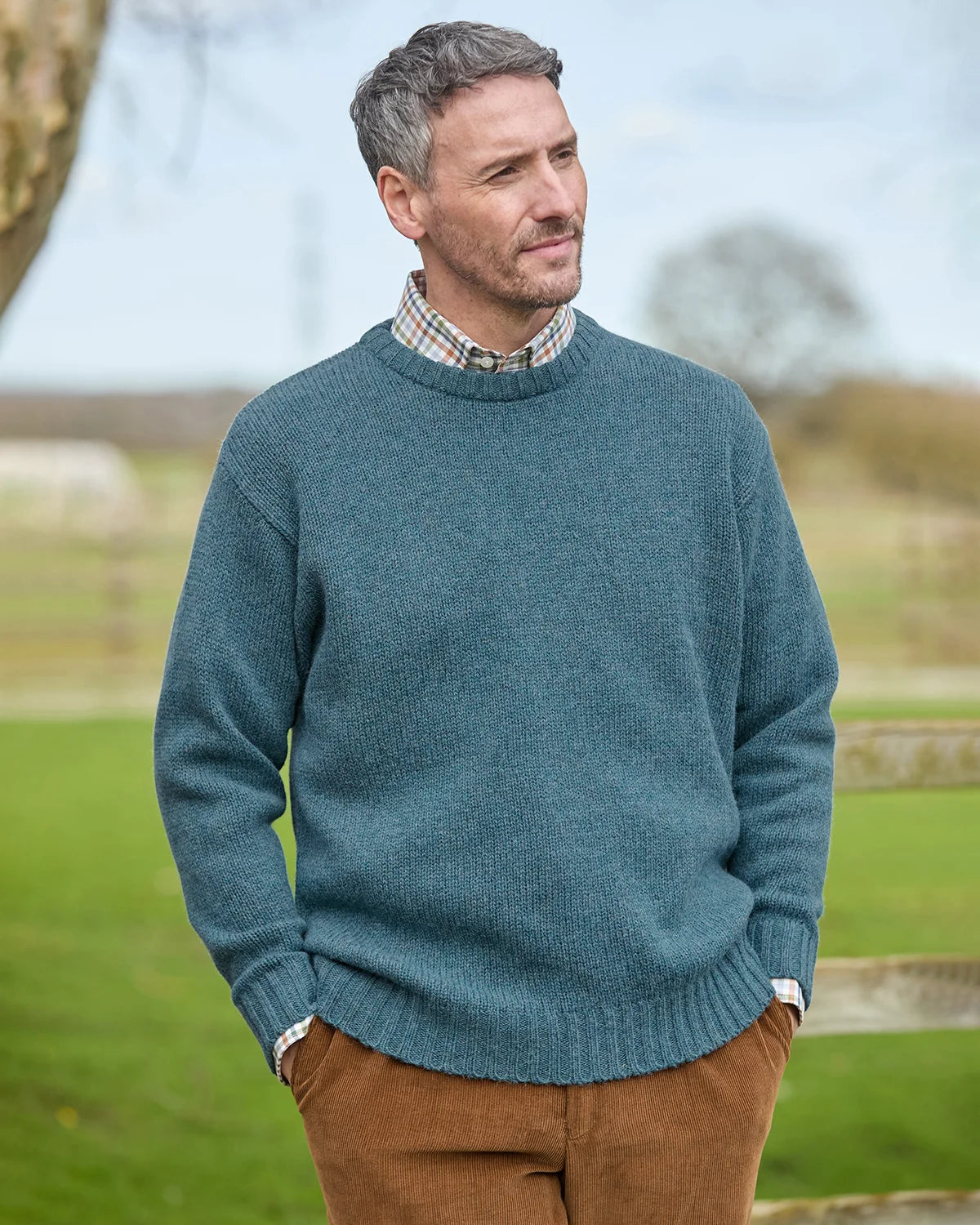 Shetland Crew Neck Jumper Mens - Teal
