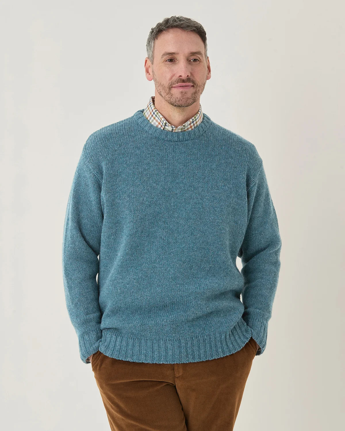 Shetland Crew Neck Jumper Mens - Teal