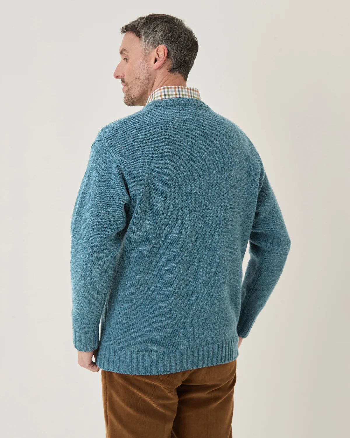 Shetland Crew Neck Jumper Mens - Teal