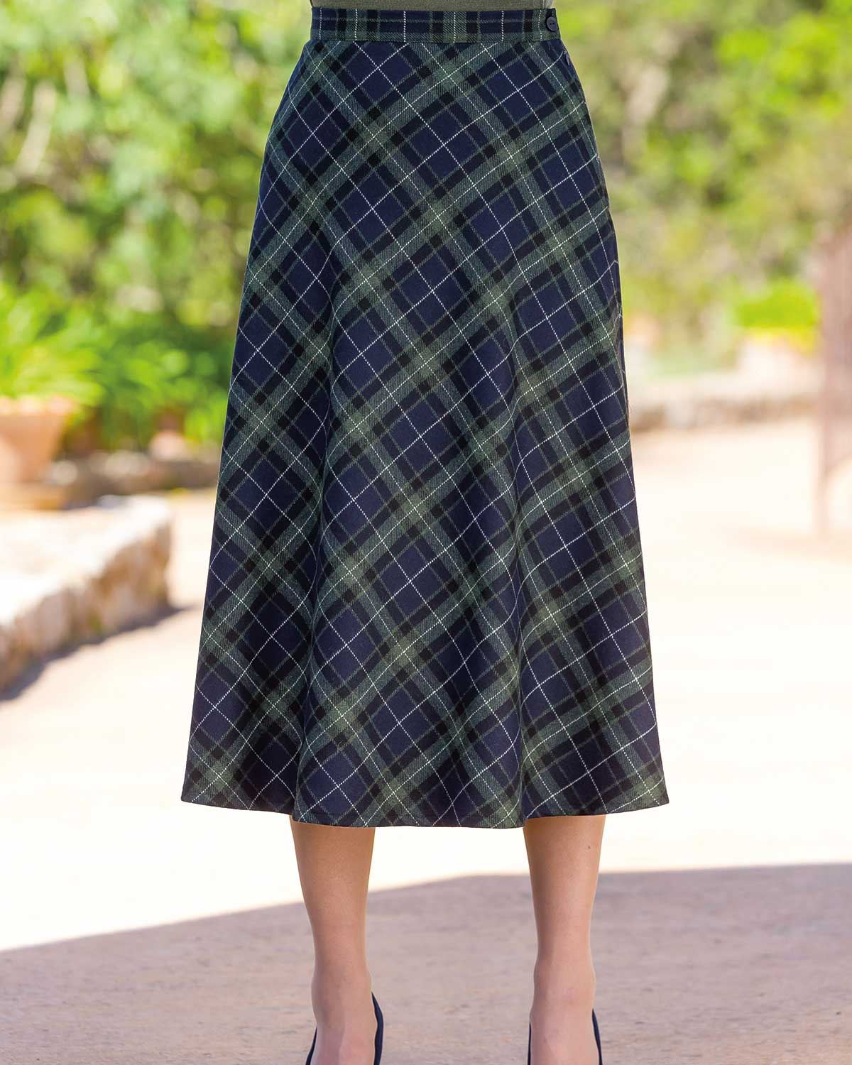 Islington Blackwatch Wool Blend Checked Skirt - Country Collection