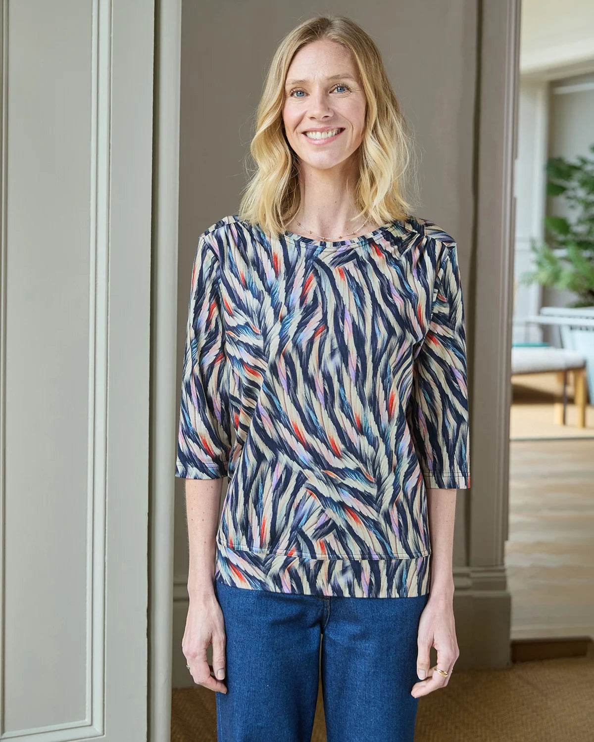 Tallulah Patterned Pure Cotton 3/4 Blouson