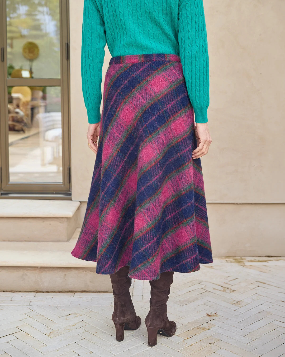 Tammy Lined Checked Wool Rich  A Line Skirt