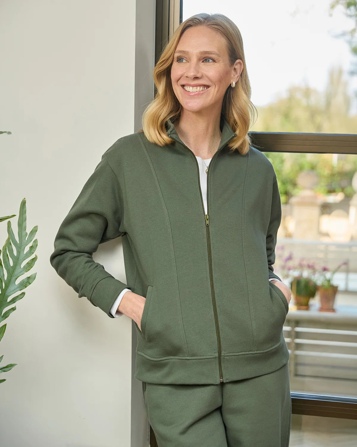 Taylor Cotton Mix Leisure Cardigan - Green