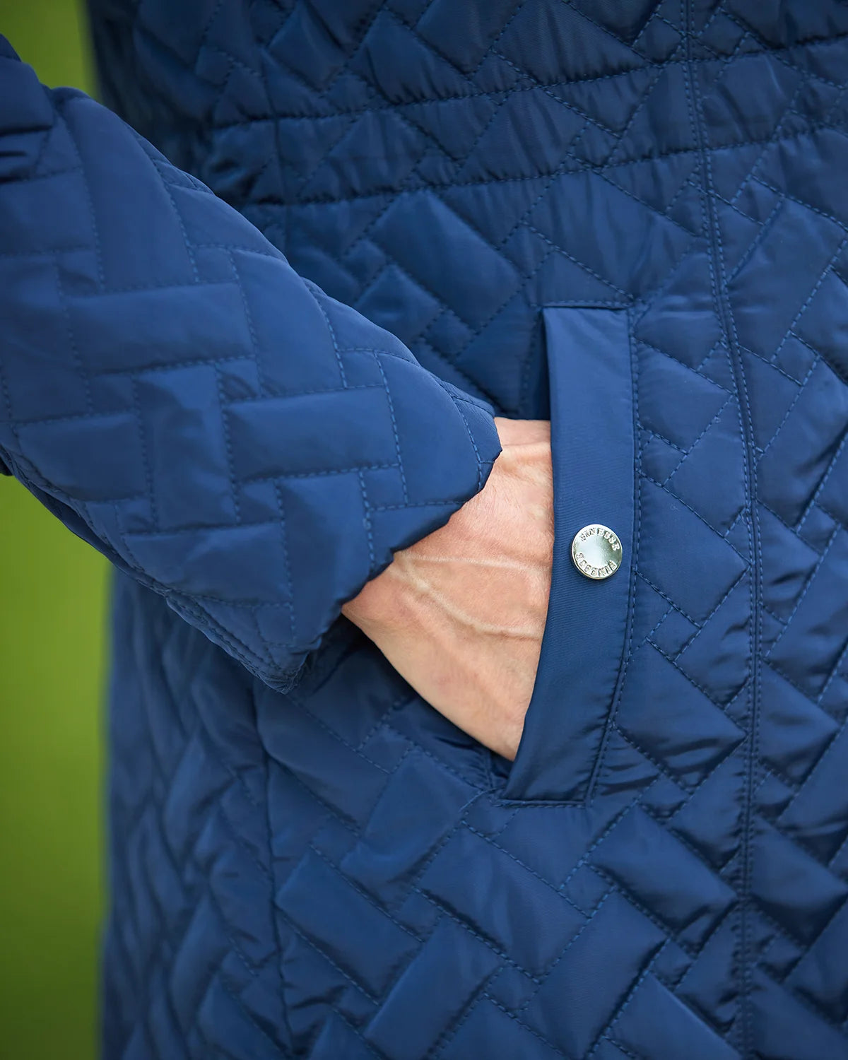 Ursula Quilted Showerproof 3/4 Length Coat - Navy