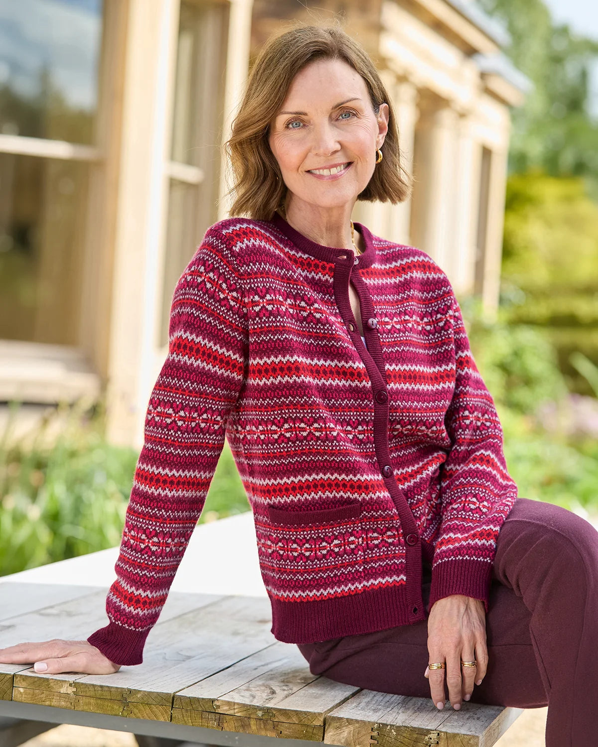 Vera Fairisle Design Pure Lambswool Cardigan