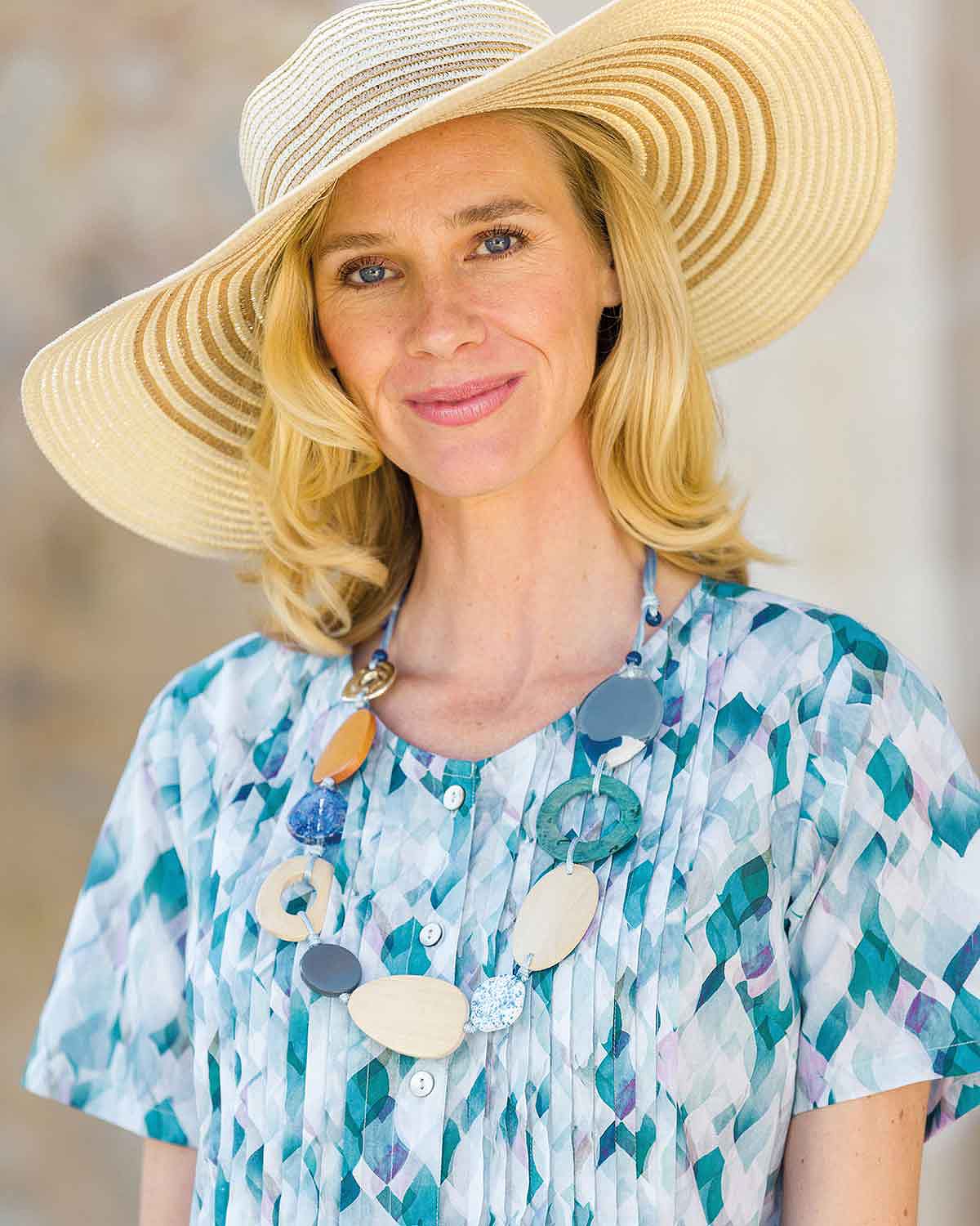 Martha Patterned Cotton Short Sleeve Pintuck Dress - Image 3 - Country Collection