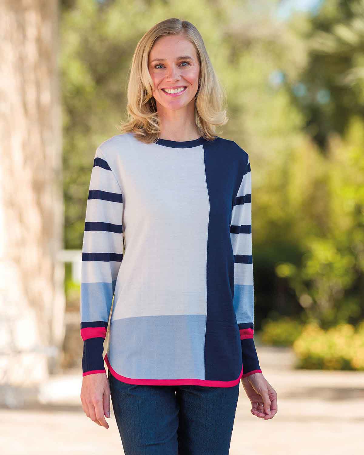 Luciana Colour Block Merino Mix Jumper - Country Collection