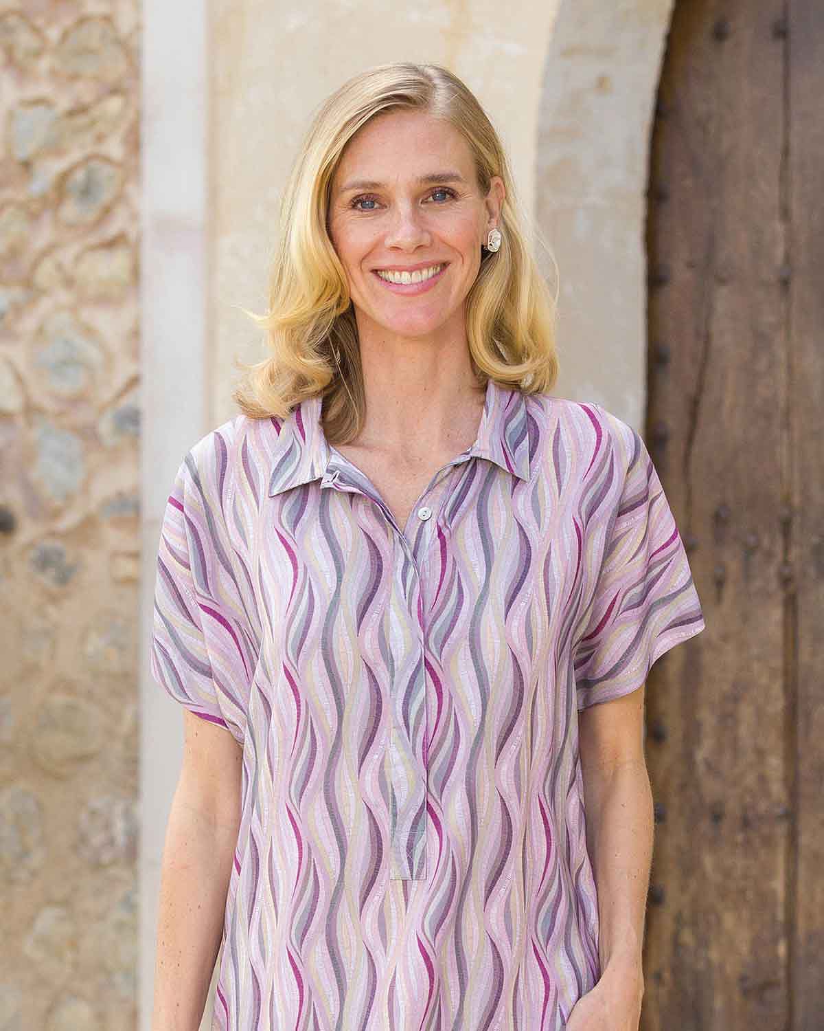 Teresa Patterned Viscose Short Sleeve Tunic Dress - Image 2 - Country Collection