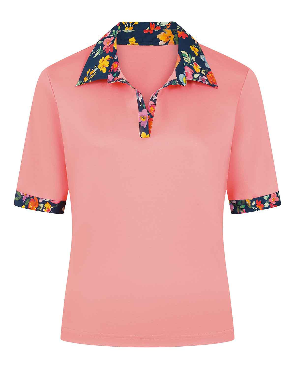 Clarissa Trimmed Short Sleeved Cotton Polo Top - Image 4 - Country Collection