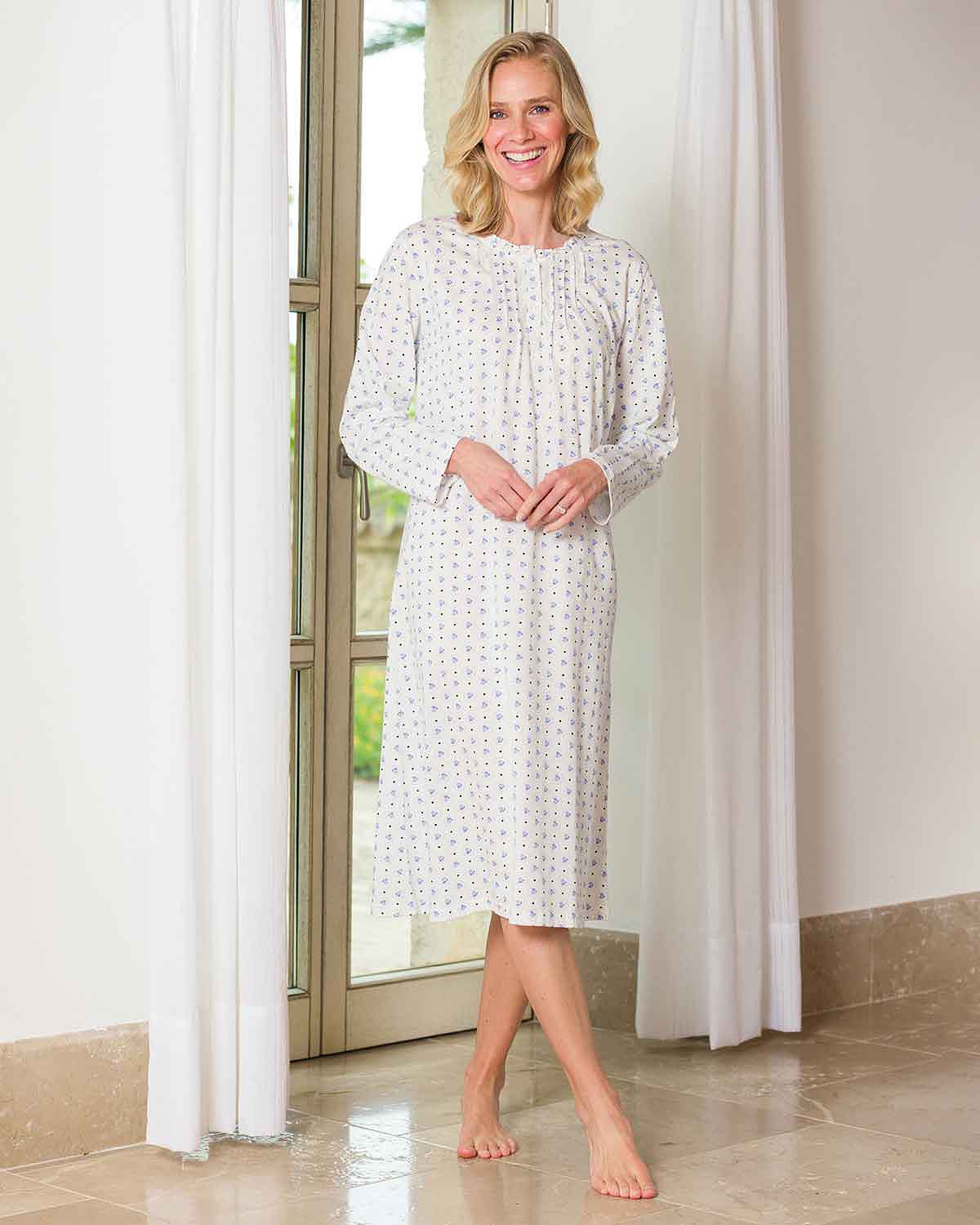 Alyssa Long Sleeve Cotton Nightdress - Country Collection