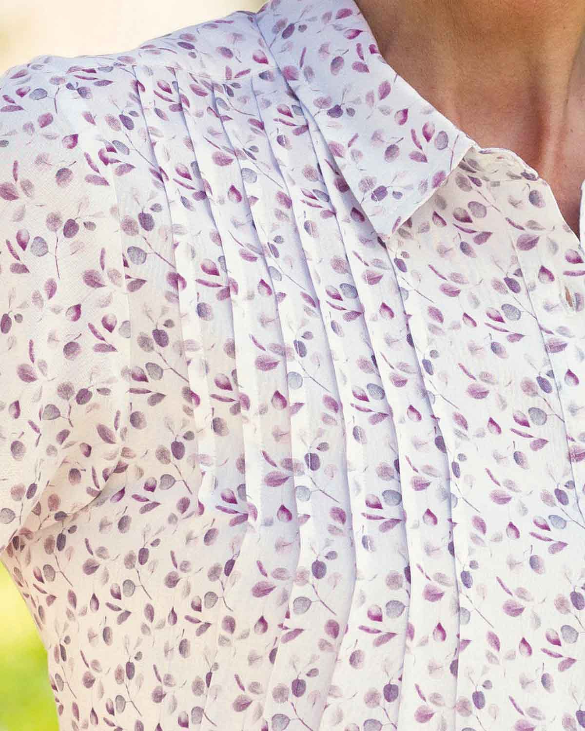 Philippa Floral Viscose Short Sleeve Pintuck Blouse - Image 3 - Country Collection