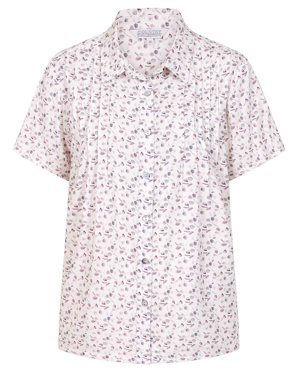 Philippa Floral Viscose Short Sleeve Pintuck Blouse - Image 4 - Country Collection