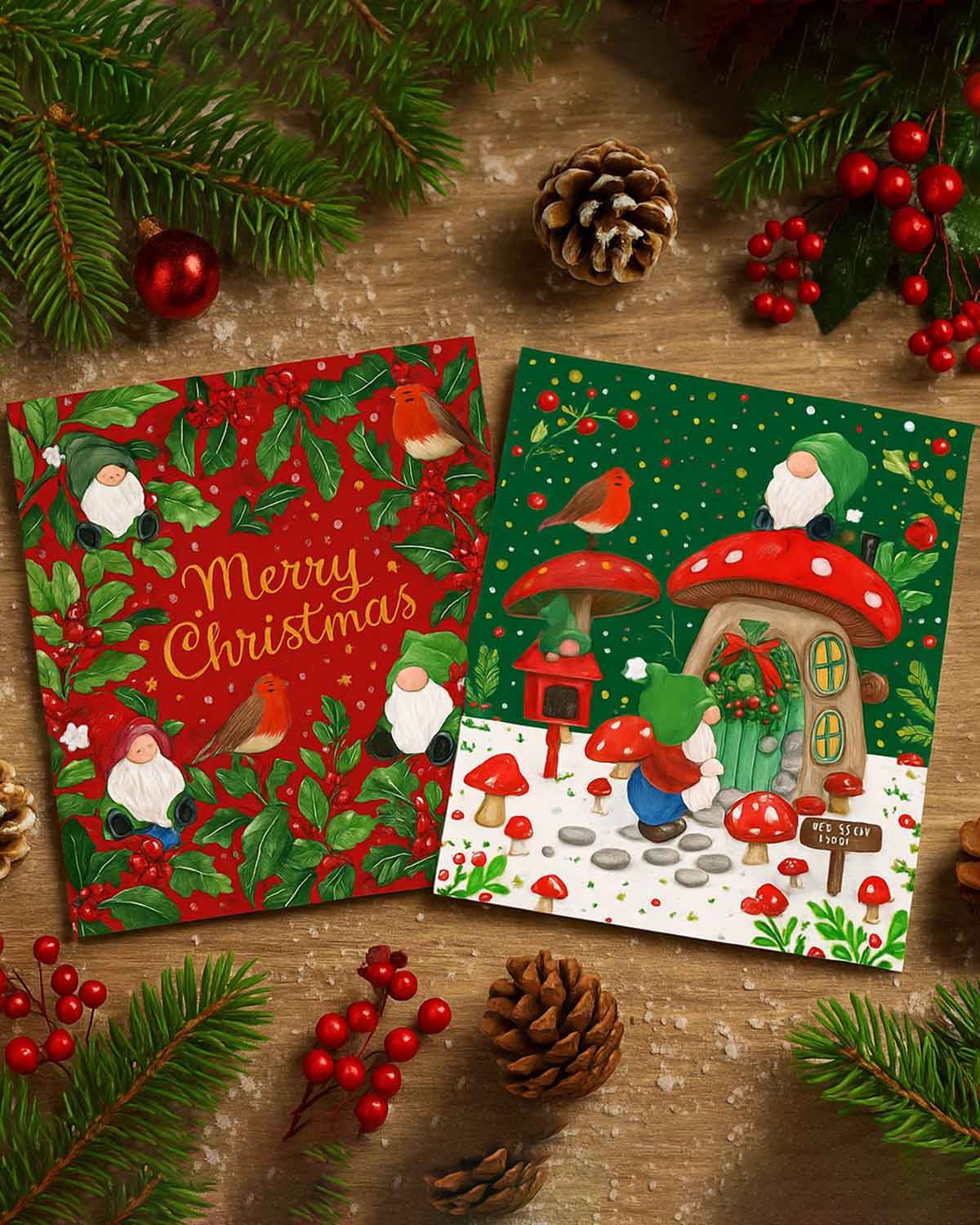 Traditional Christmas Card Collection – 10 Pack  - Gnomes - Country Collection