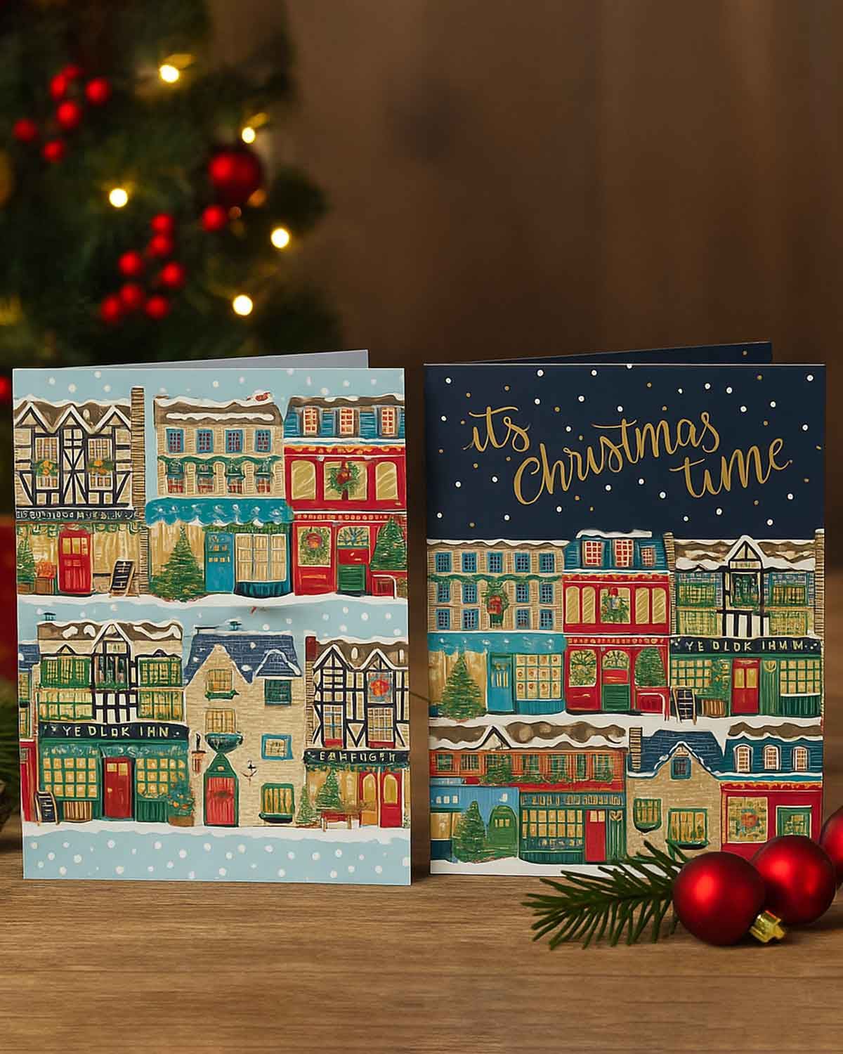 Traditional Christmas Card Collection – 10 Pack - Street - Country Collection