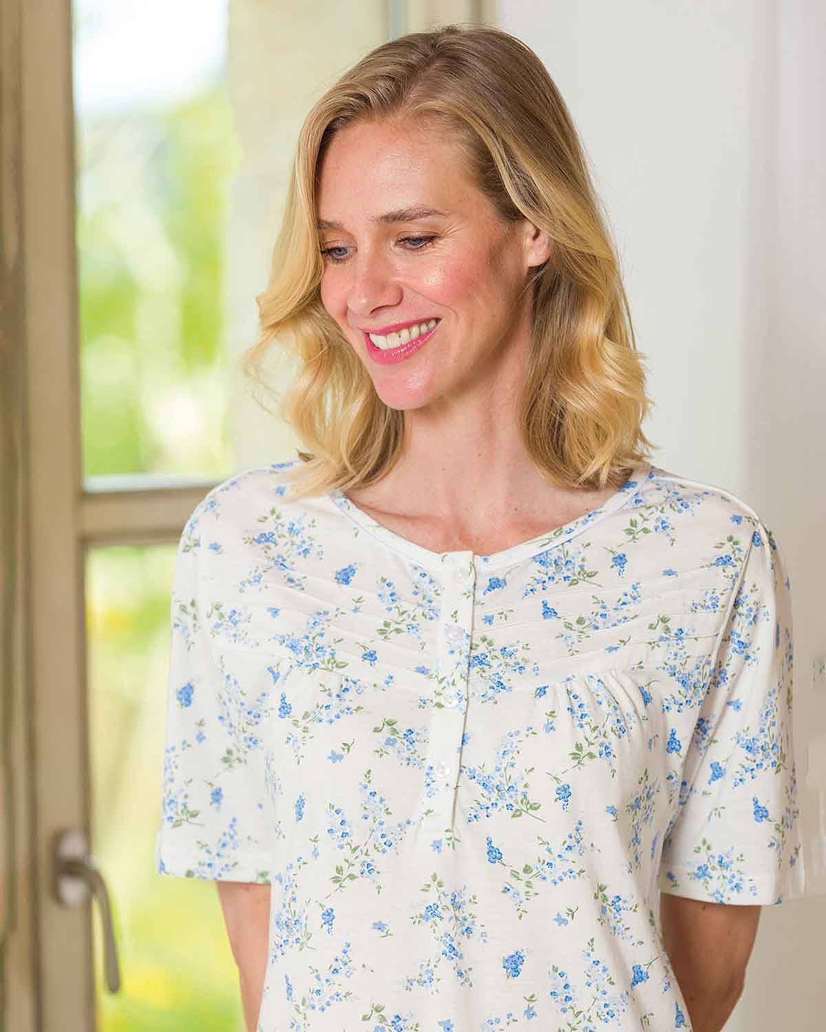 Genevieve Short Sleeve Cotton Nightdress - Image 2 - Country Collection
