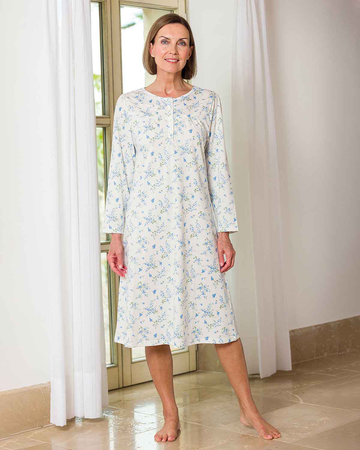 Genevieve Long Sleeve Cotton Nightdress - Country Collection