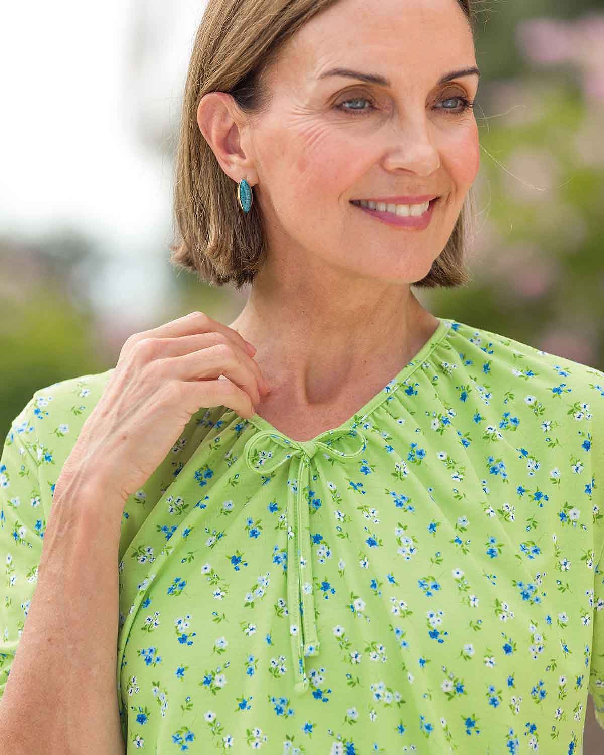 Lily Floral Tie Neck Short Sleeved Top - Image 4 - Country Collection